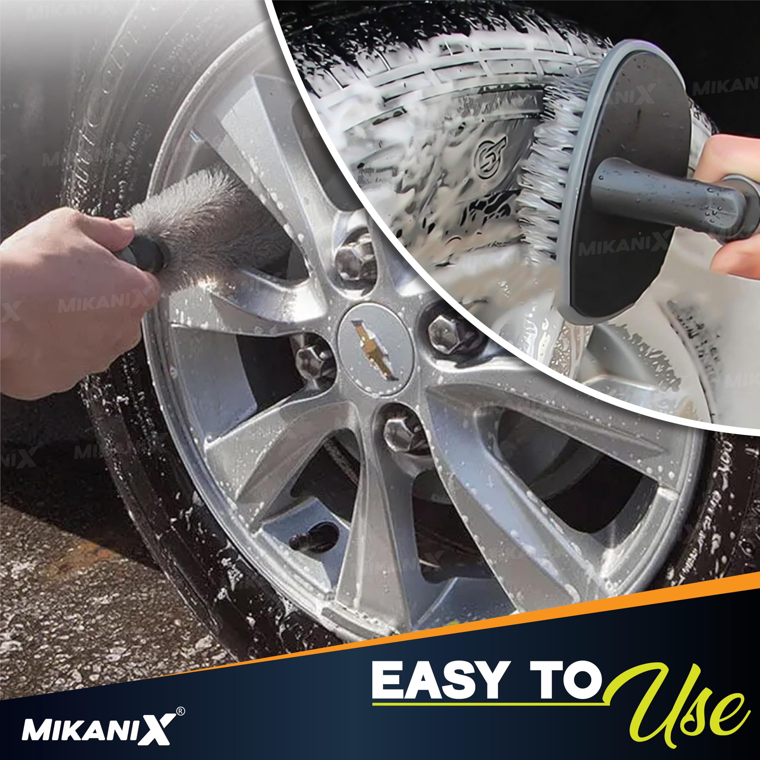 OBEROI'S TRADERS Premium Combo of Car Detailing Brush Set I Heavy-Duty Tire Scrubber & Soft Wheel Cleaning Brush with Ergonomic Non-Slip Handles for Auto Care