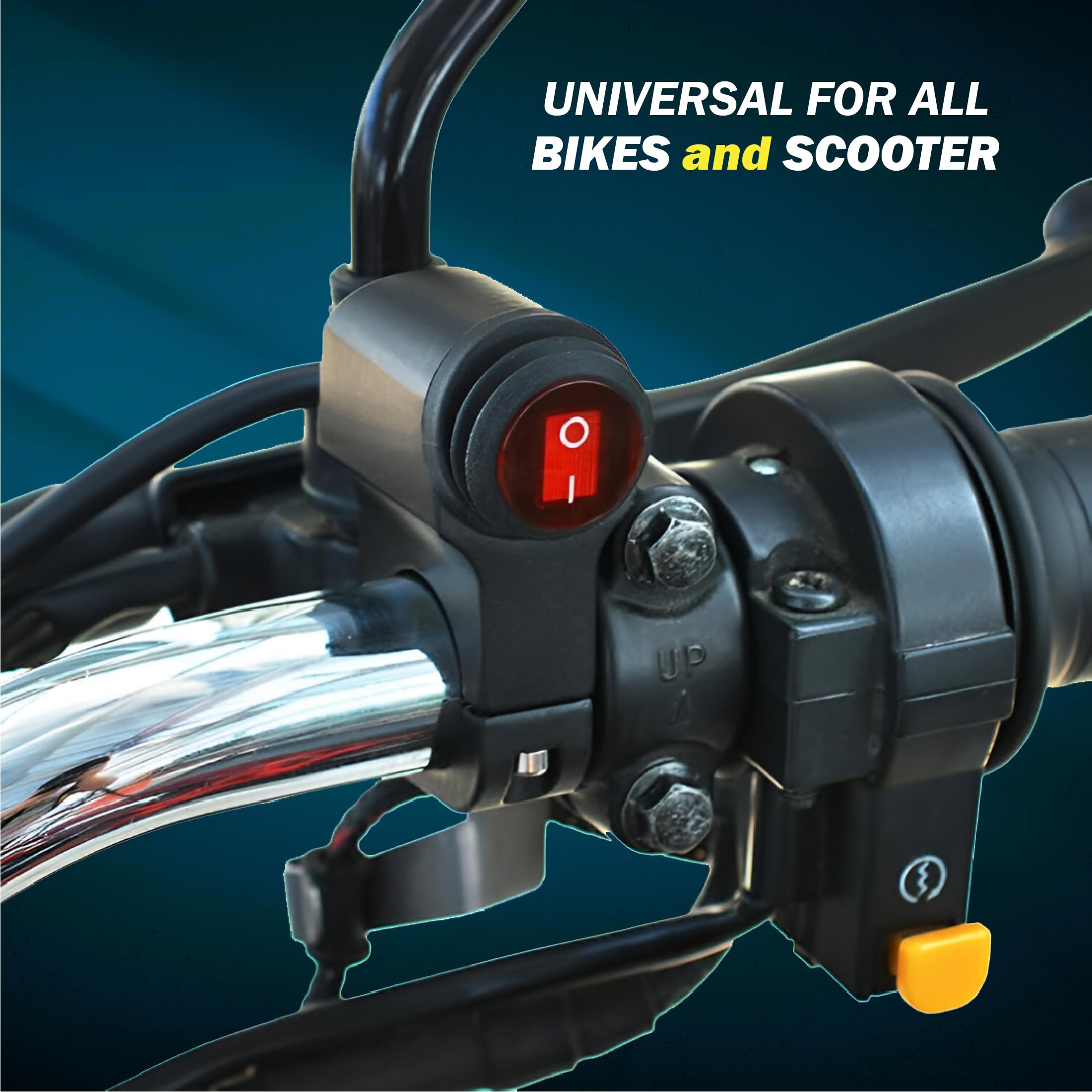OBEROI'S TRADERS Motorbike All Purpose On/Off Switch with Cable for Fog Lights/Horn/Hazard Flasher Handle Bar Grip For Universal For Bike