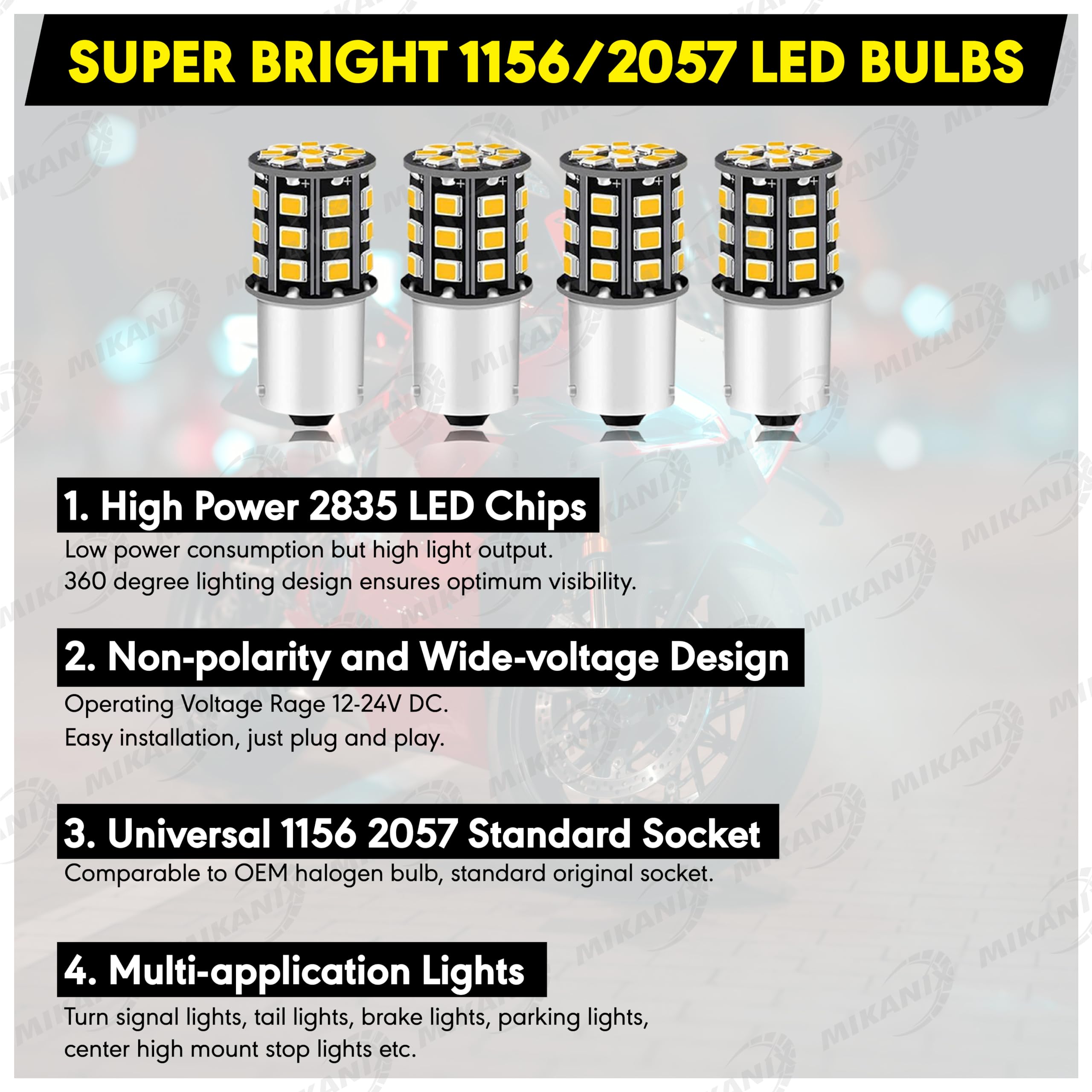 MIKANIX Universal Bike 360° LED Bulb/Hazard Indicator Flasher/Blinker Waterproof 16 Patterns Flasher Relay for LED/Bulb Indicators With Pattern Change Button/Switch