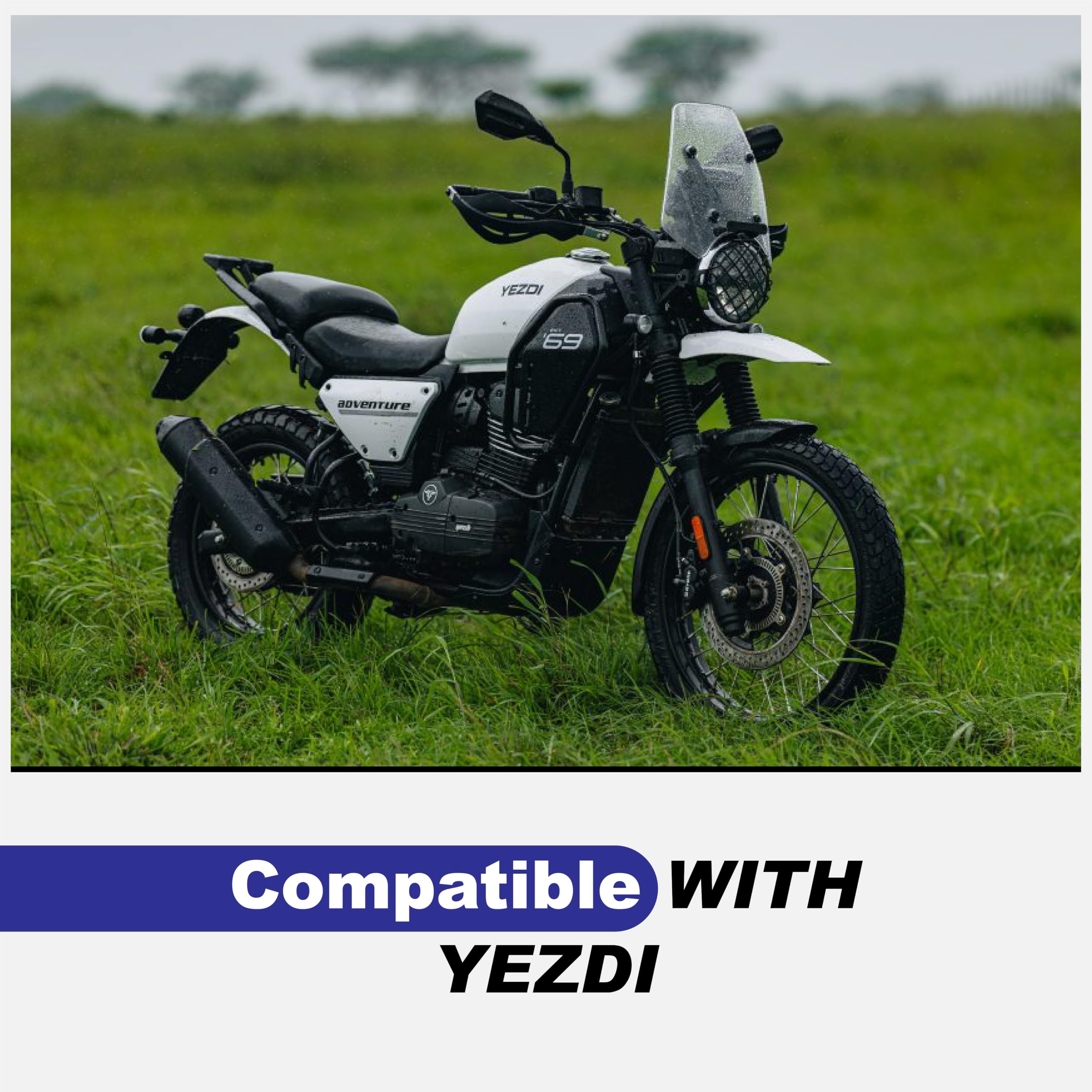 MIKANIX Motorcycle Stainless Steel Bike Front Disc Brake Fluid Reservoir Oil Cap/Container Guard Protector Cover I Compatible with All Yezdi Bike