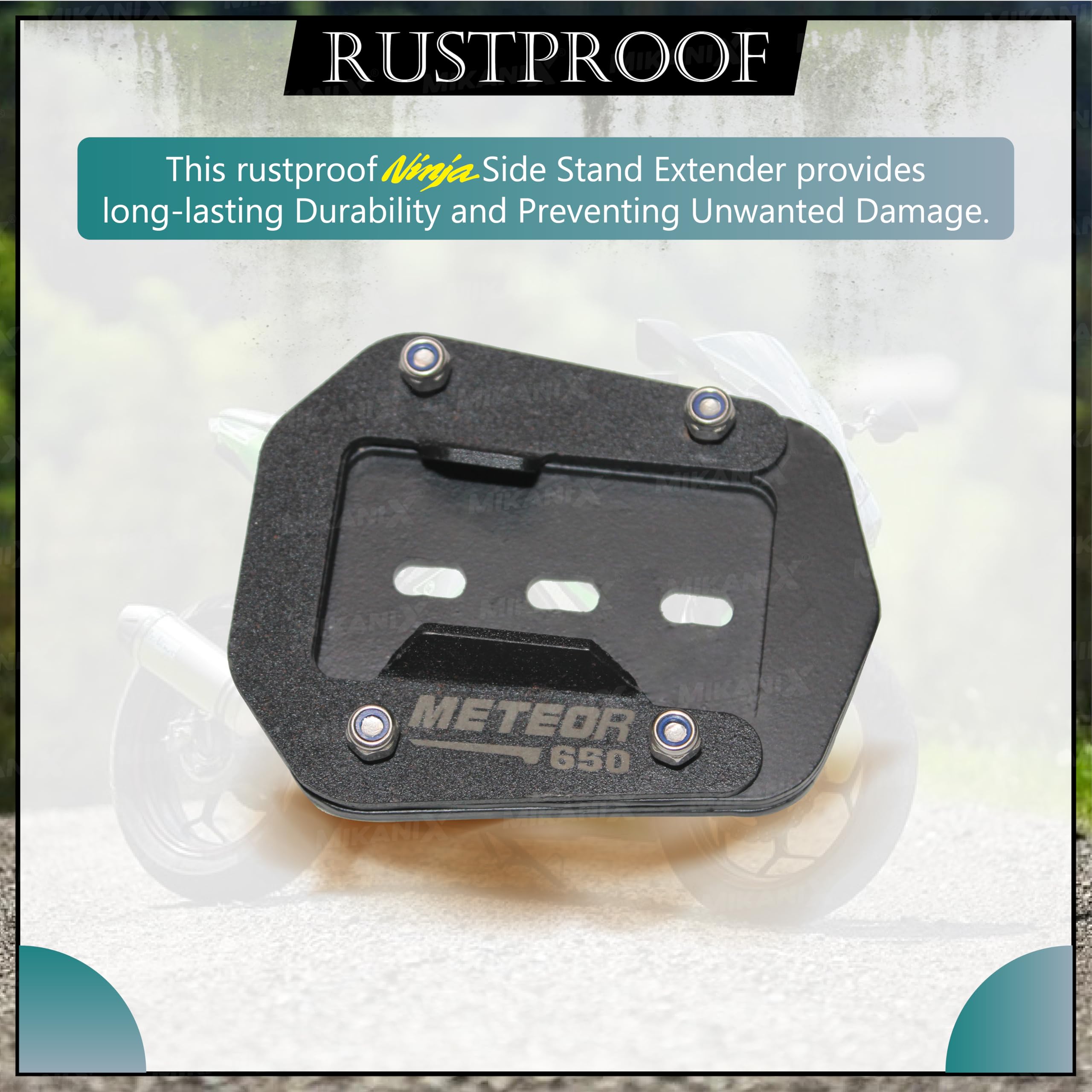 MIKANIX Stainless Steel Side Stand Extender | Side Stand Pad for Royal Enfield Super Meteor 650