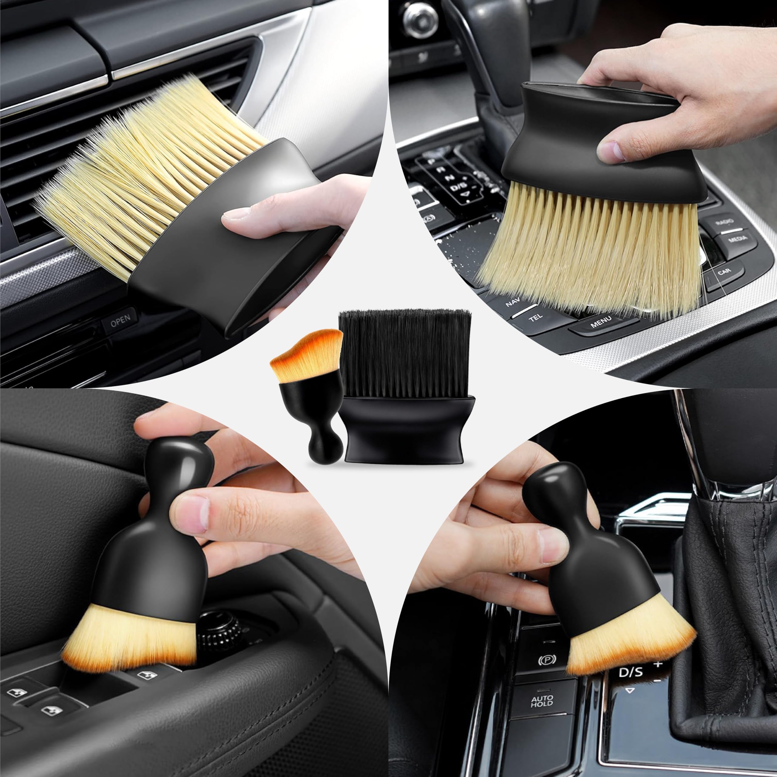 OBEROI'S TRADERS Car Interior Cleaning Brush Kit | Soft Detailing Brush & AC Vent Cleaning Brush | Scratch-Free, Lint-Free, Durable Multipurpose Cleaning Tool for Car, Bike, Dashboard & Home Use