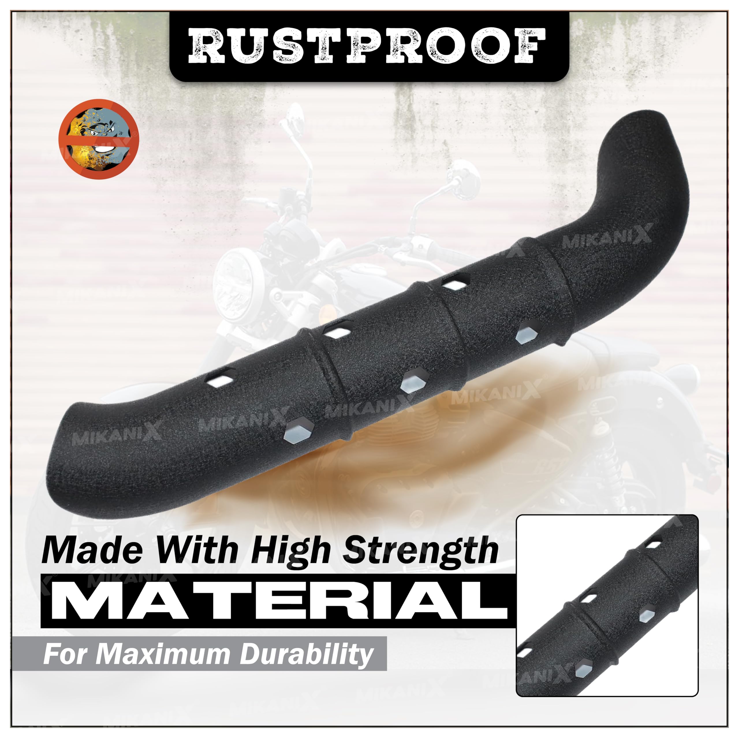 OBEROI'S TRADERS Bike Silencer Bend Pipe Heat Shield Protector/Cover Guard Anti-Corrosion Black Coated Compatible with Royal Enfield Classic Reborn 350 & Meteor 350