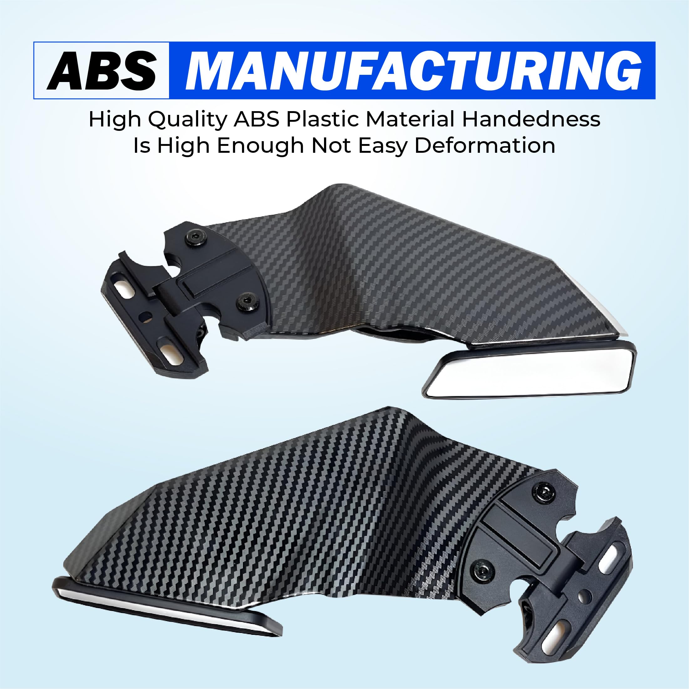 MIKANIX Premium H2 Style Rear View Mirror for Fairing Bikes | Carbon Fiber Finish | Sporty Look Side Mirror for Racing & Sports Bikes | Universal Fit