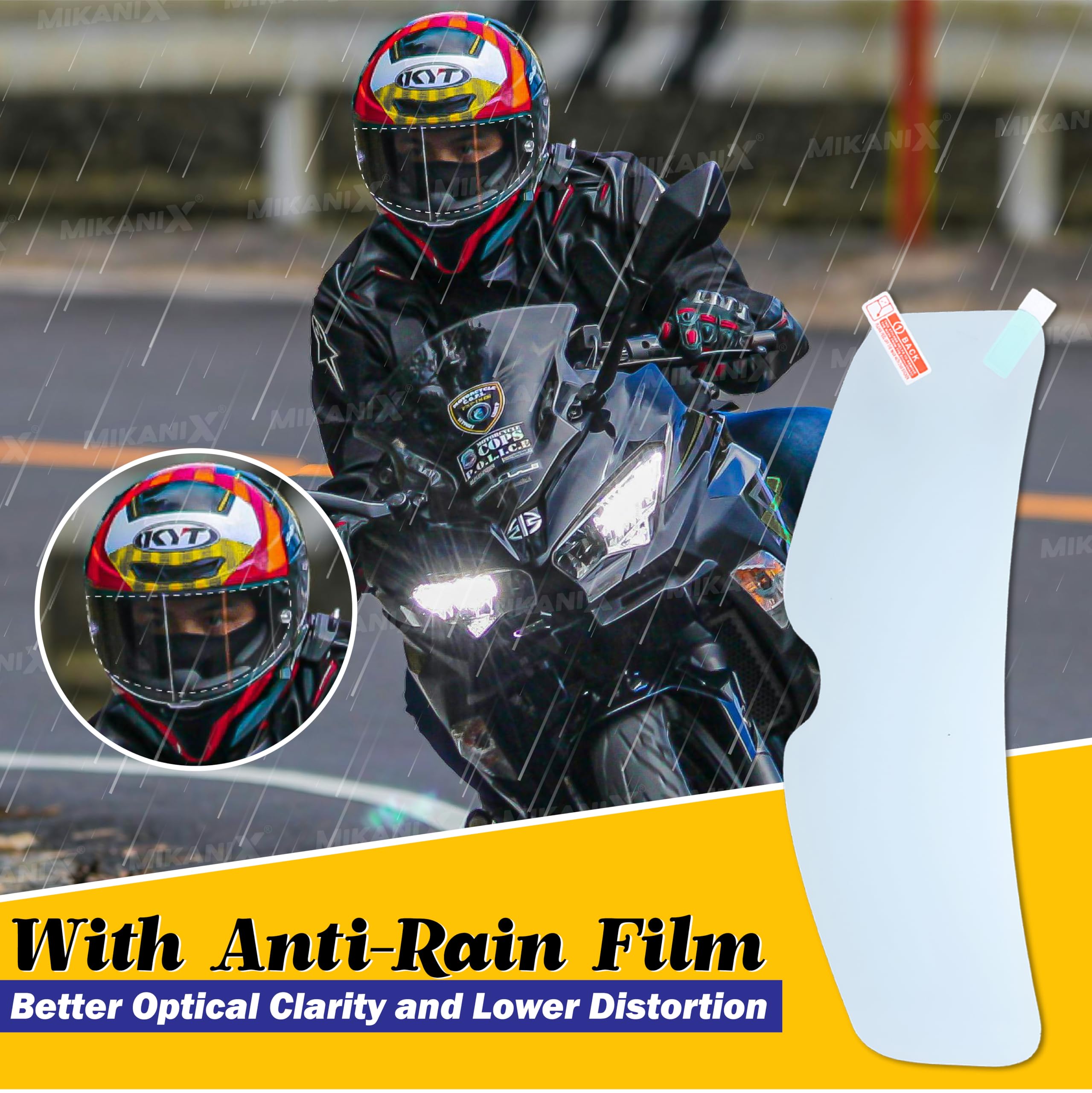 MIKANIX Bike Helmet Visor Anti Rain Film Screen Guard Tempered For Clear Visibility During Rainy Days