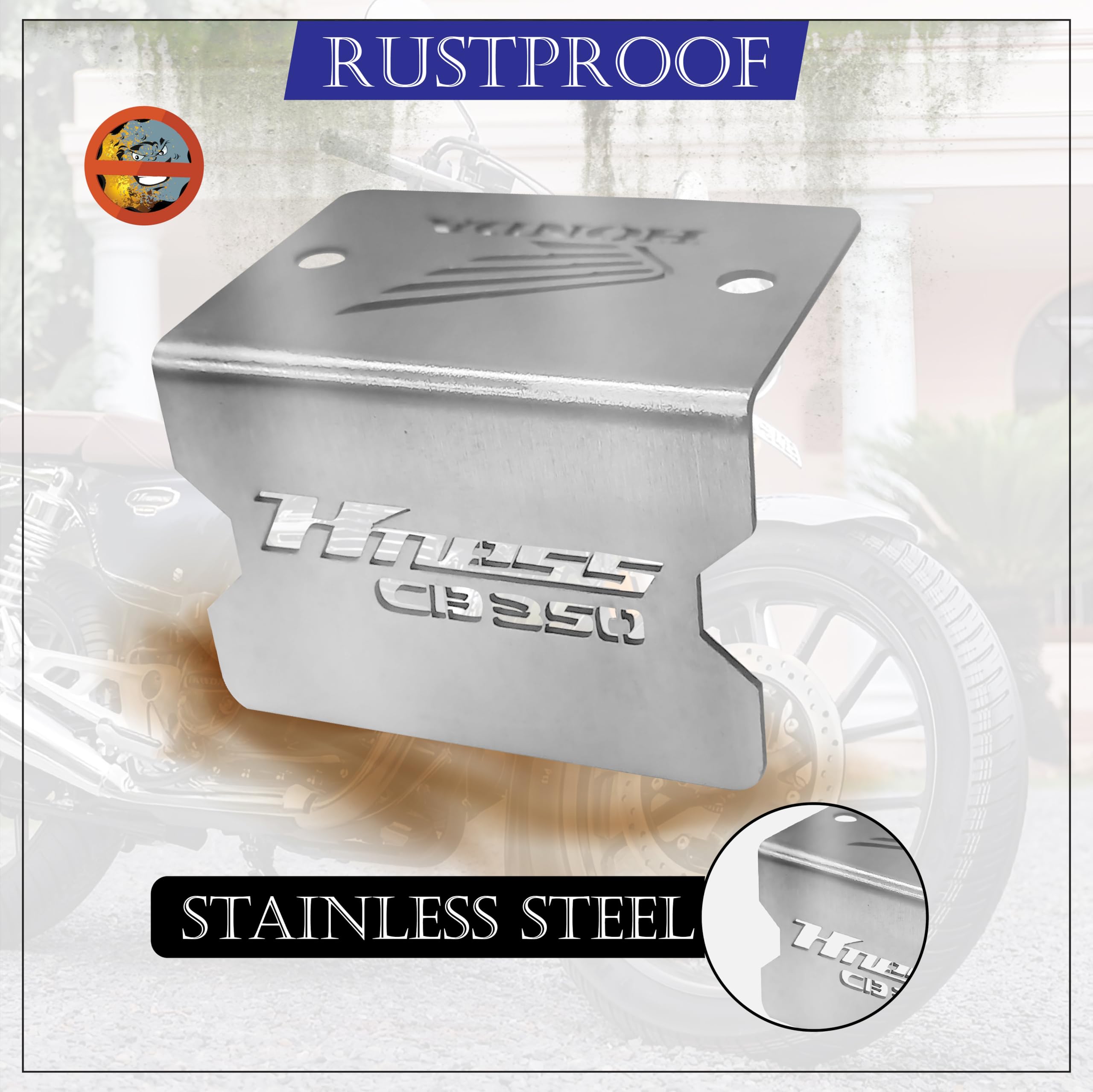 MIKANIX Stainless Steel Front Brake Oil Cap Guard for Hnees CB 350 | Disc Brake Fluid Reservoir Protector Cover | Premium Bike Accessories