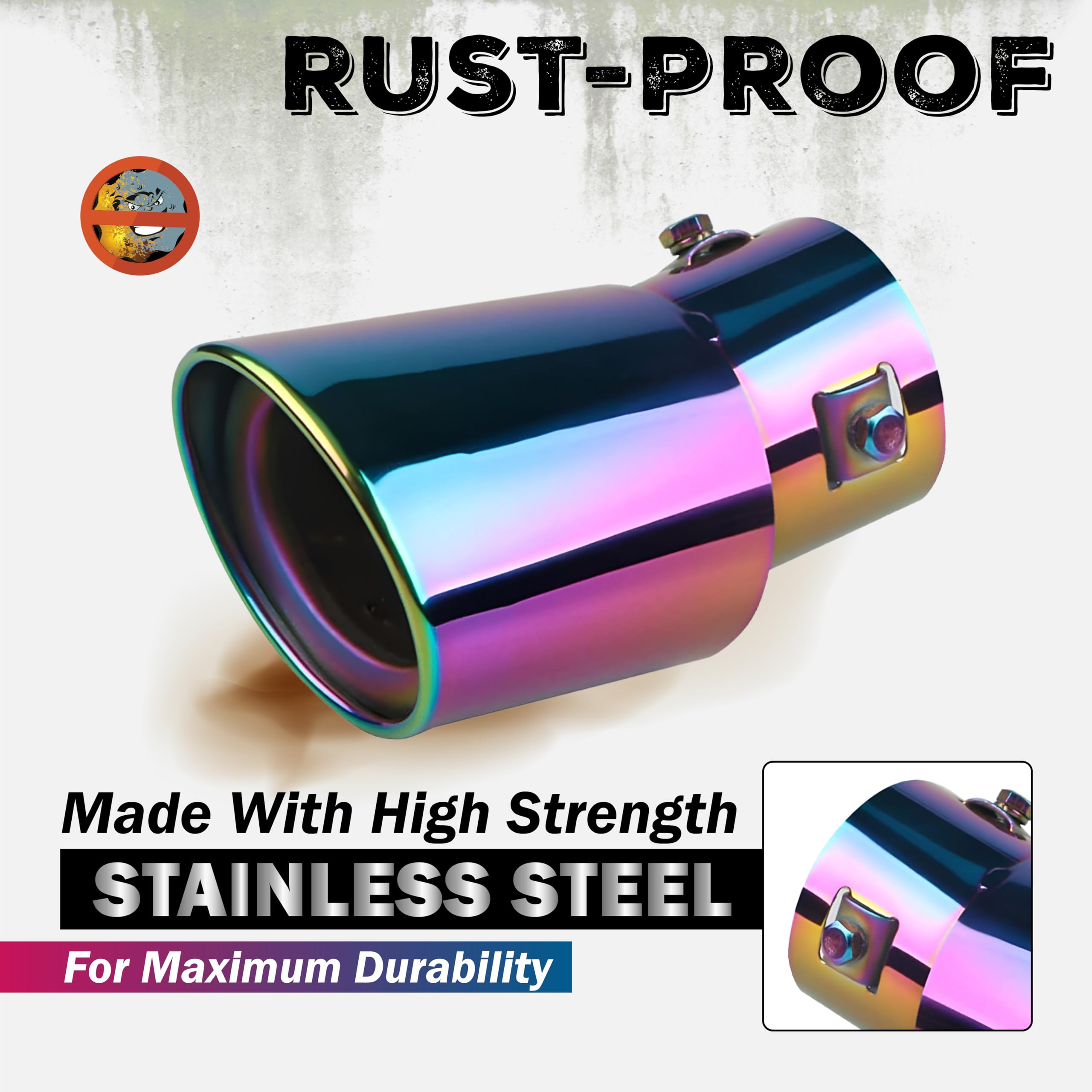 Mikanix Stainless Steel Burnt-Look Oval Exhaust Tip Universal Muffler Silencer End Pipe with Fitting Kit, Anti-Rust Car Tail Pipe