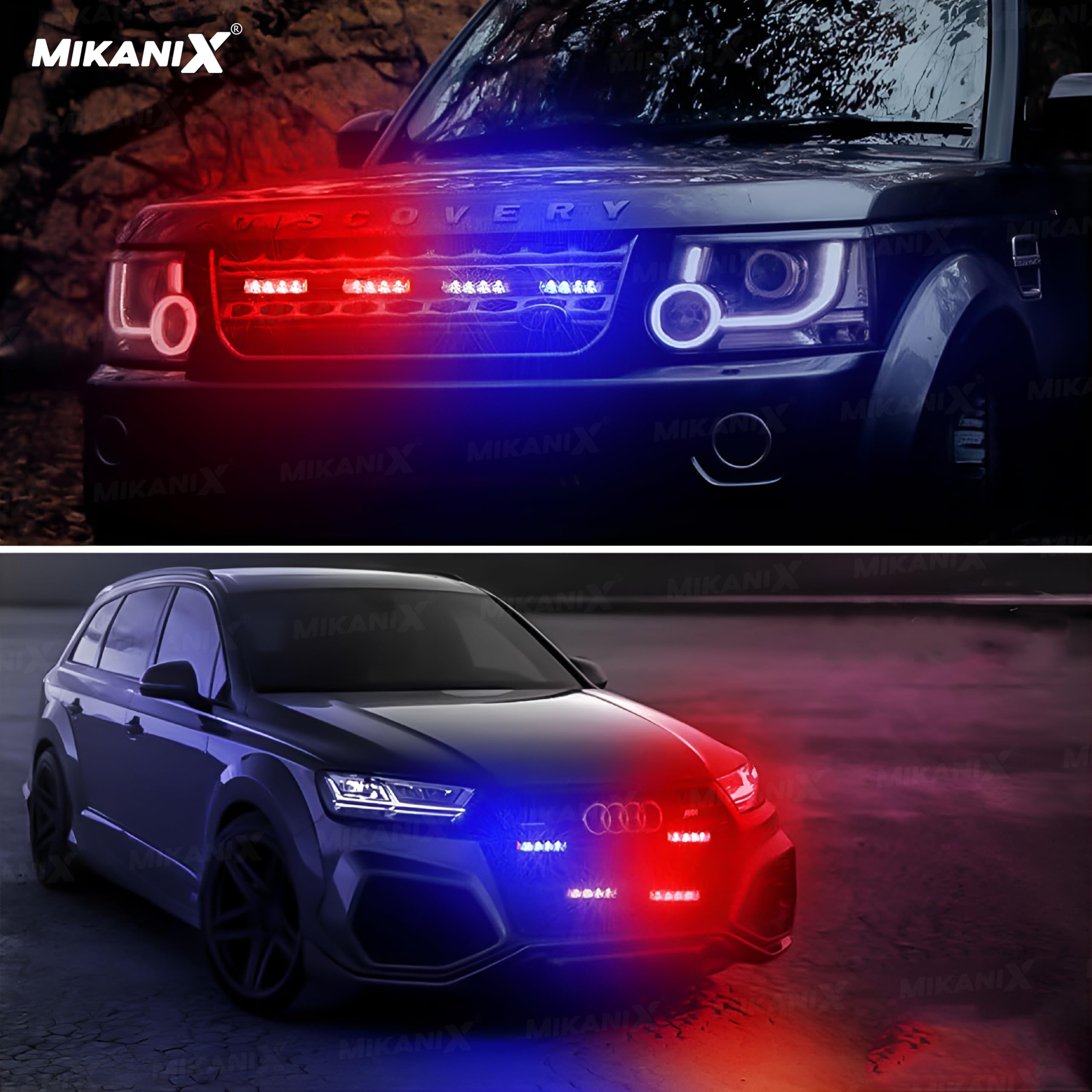 MIKANIX 4X4 Car Front Grill Police PCR LED Strobe Flashing Light With Wireless Remote | Emergency Warning Lamp for All Cars