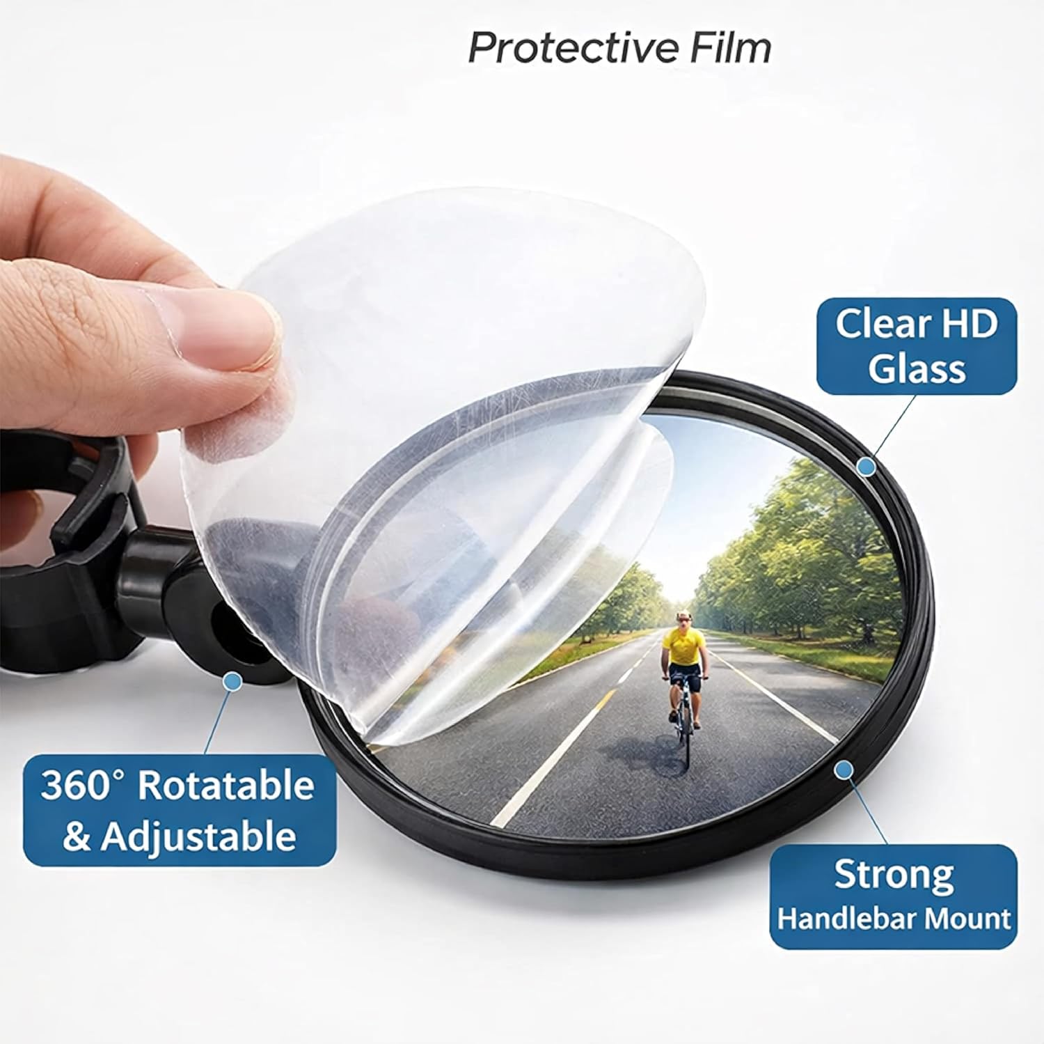 MIKANIX Bicycle Wide Angle Rear View Mirror | 360° Adjustable & Rotatable Design Convex Lens Mirror Universal For Cycle & Bike