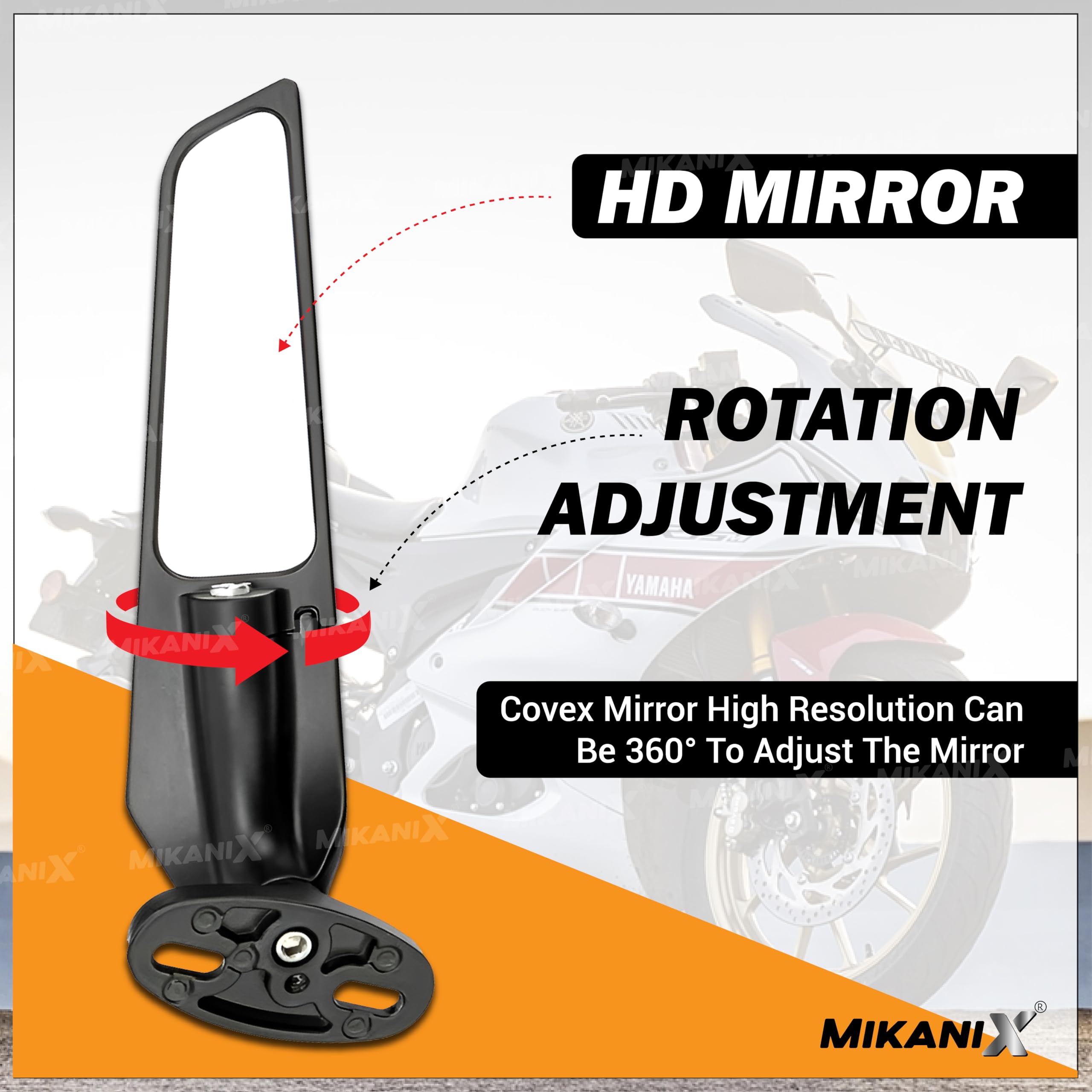 MIKANIX Moto GP Stealth/Rizoma Wing Fin Rear View Mirror For R15 V4 & R15M Fairing Bikes Kit