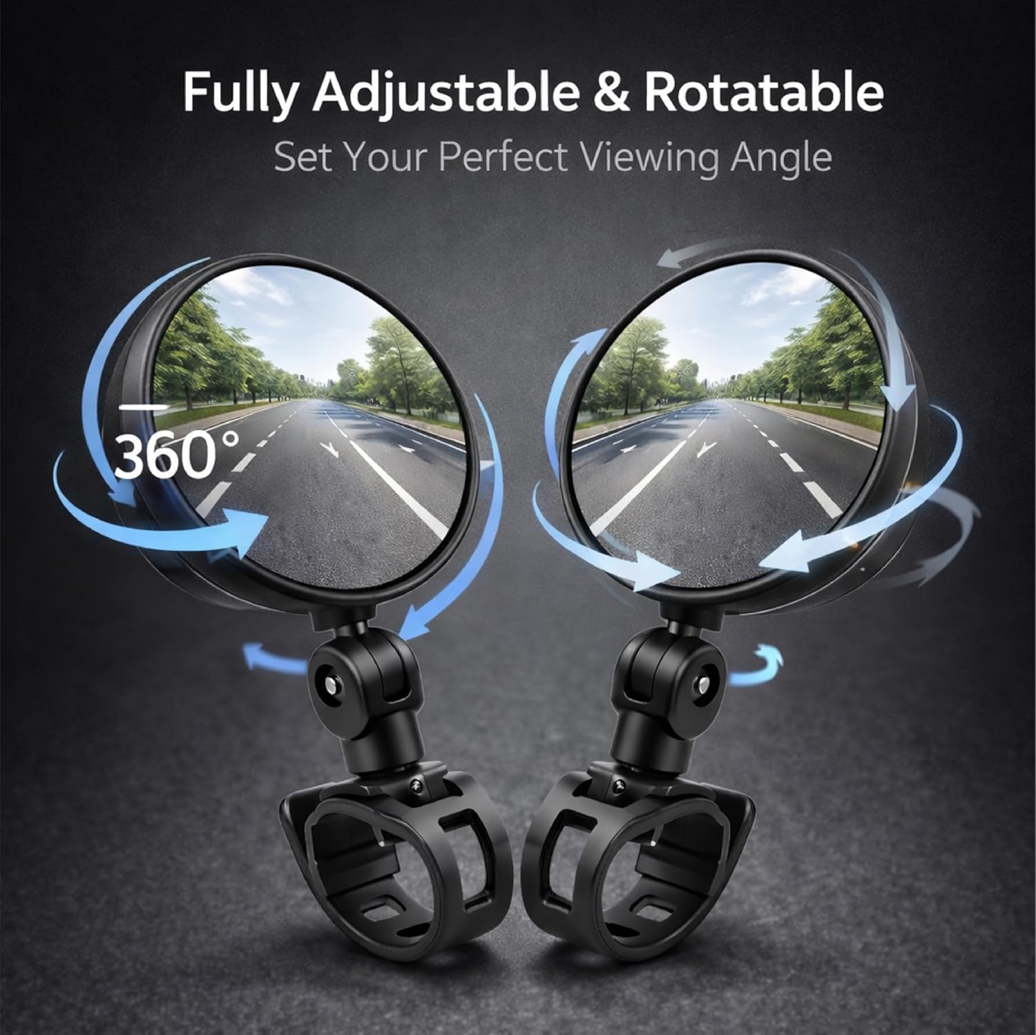 MIKANIX Bicycle Wide Angle Rear View Mirror | 360° Adjustable & Rotatable Design Convex Lens Mirror Universal For Cycle & Bike