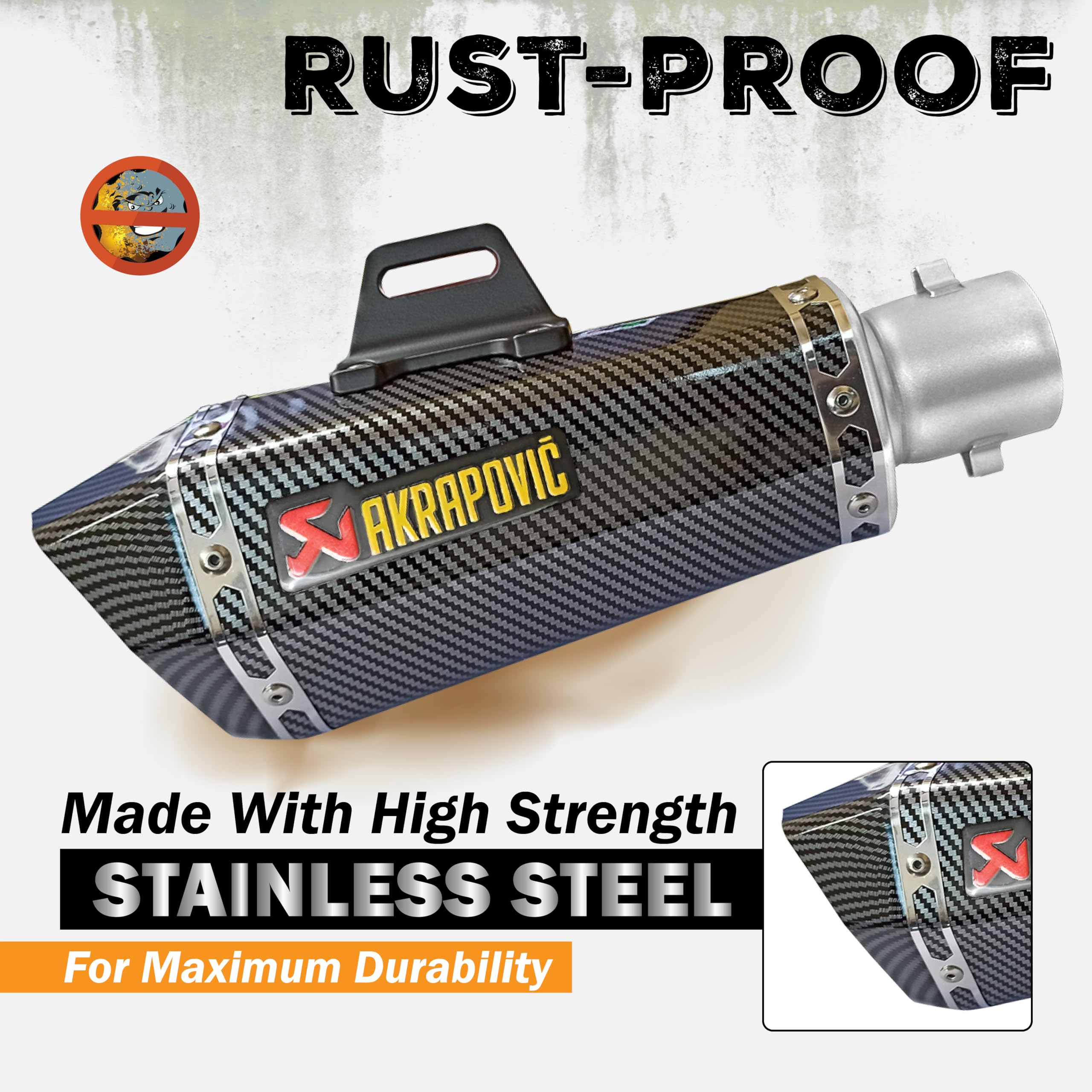 Mikanix Full Carbon Akrapovic Mini Black Universal Exhaust | Silencer Muffler Pipe for All Bikes & Motorcycles | Premium Racing Sound