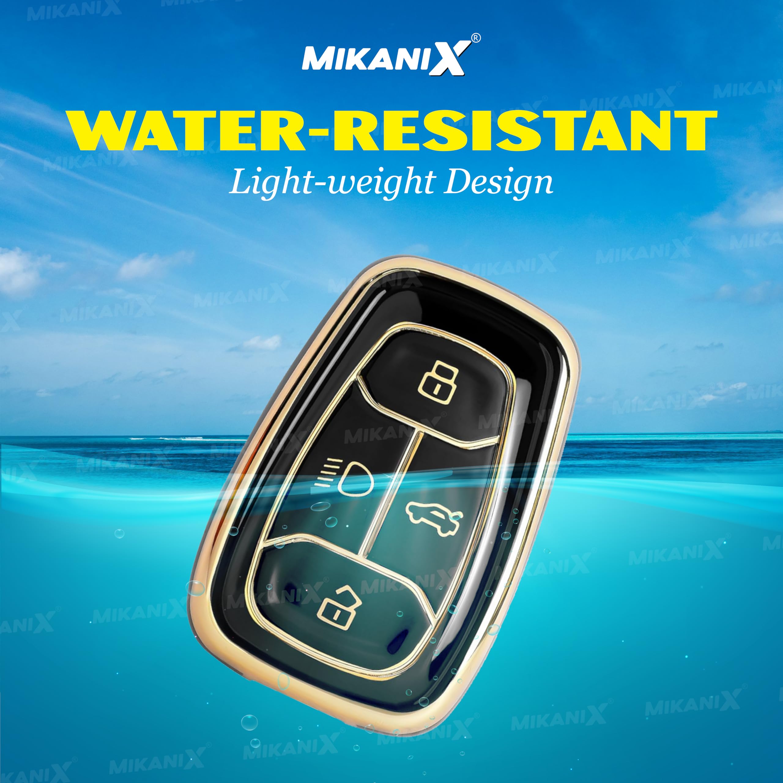 OBEROI'S TRADERS Premium Key Cover Compatible with Nexon | Harrier | Safari | Altroz | Tigor | EV | Punch | Tiago EV Electric 4 Button Smart Key Only | Elegant Black & Gold Protective Case