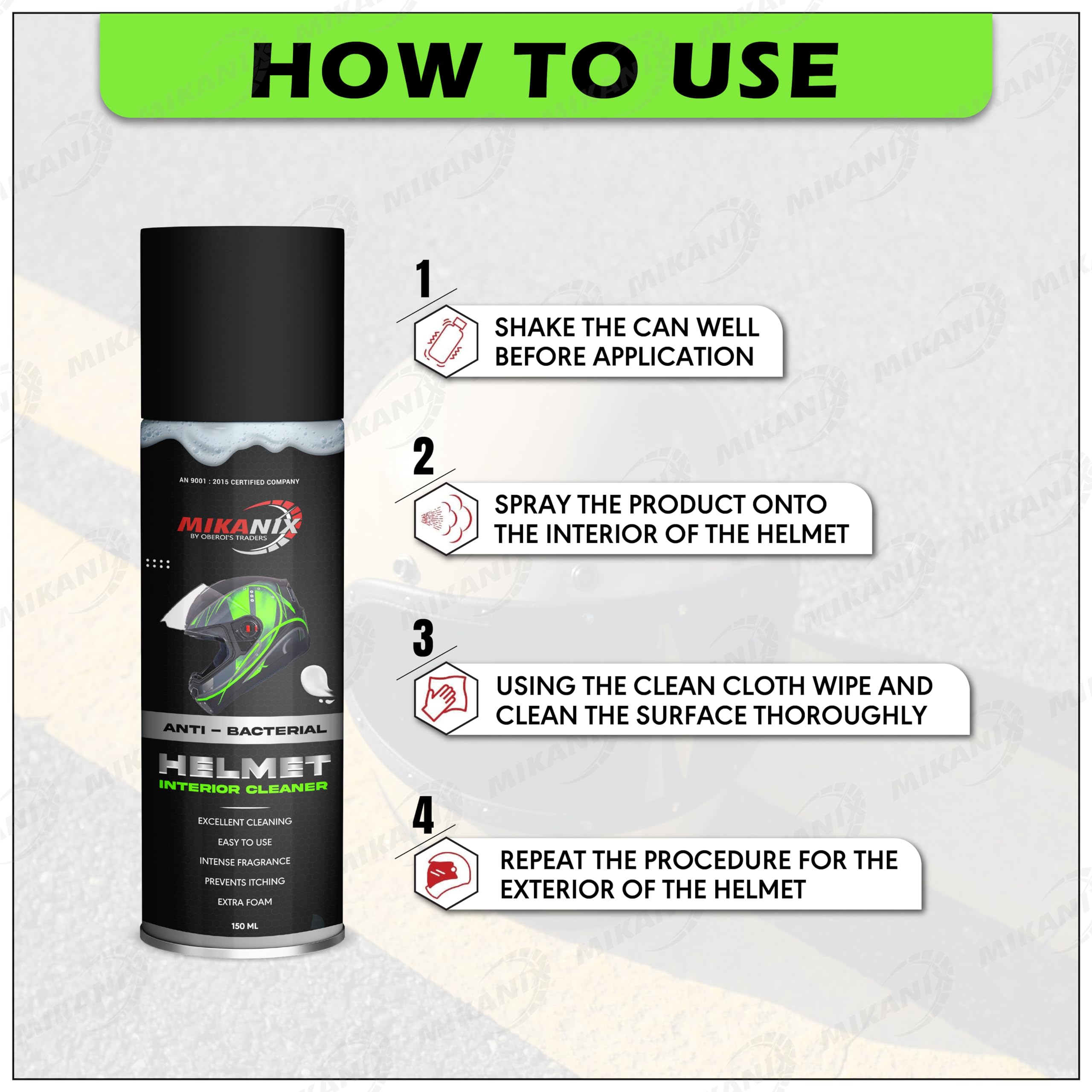 OBEROI'S TRADERS Helmet Foam Cleaner | Anti Bacterial/Anti Fungal Spray For Helmet Interior & Exterior Cleaning