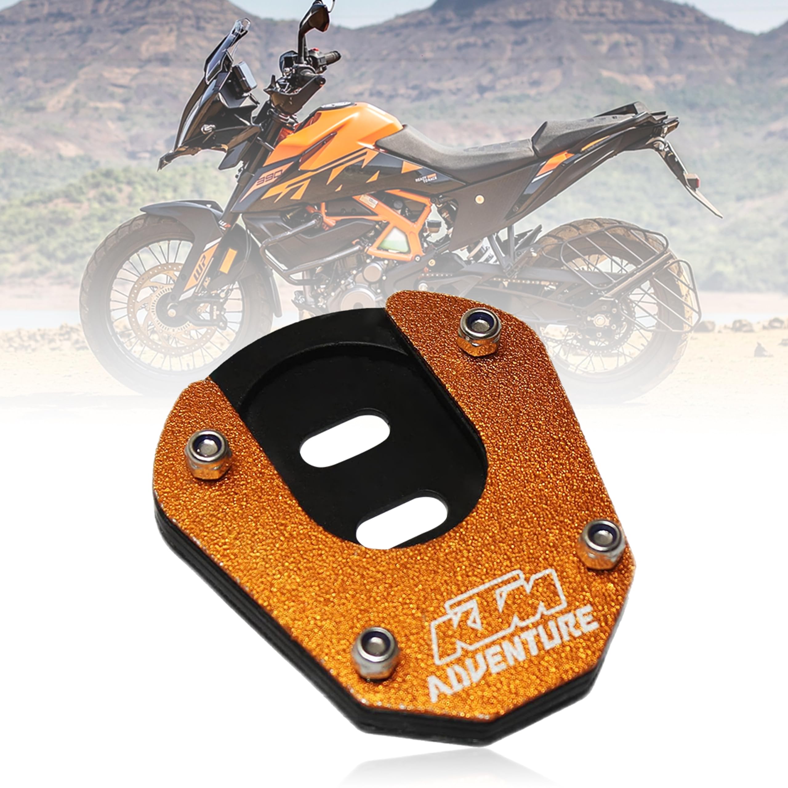 OBEROI'S TRADERS Stainless Steel Side Stand Extender/Stand Pad/Holder Compatible with KTM Adventure 390