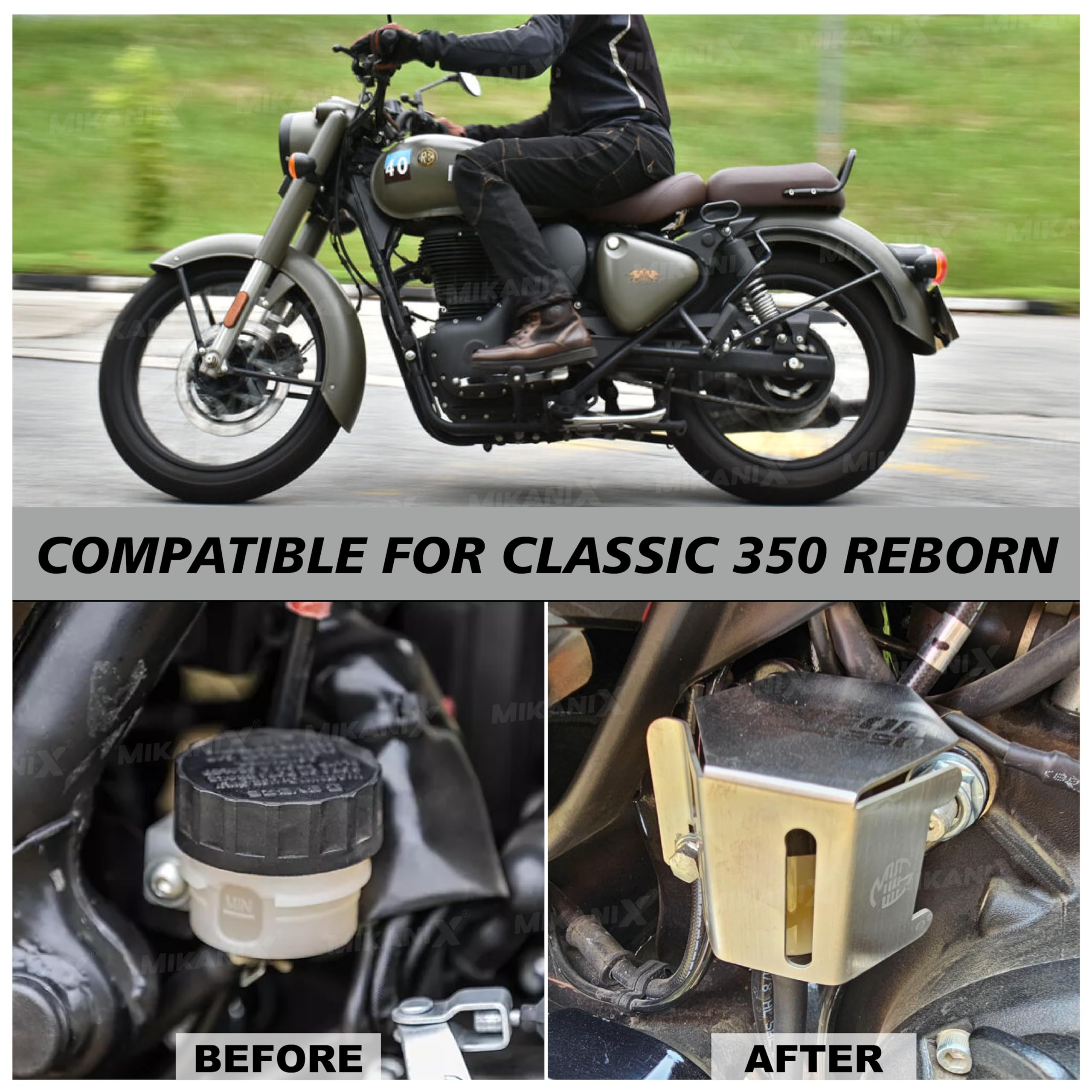 MIKANIX Premium Classic 350 Be Reborn Next Gen Rear Brake Oil Container Guard Compatible With Royal Enfield