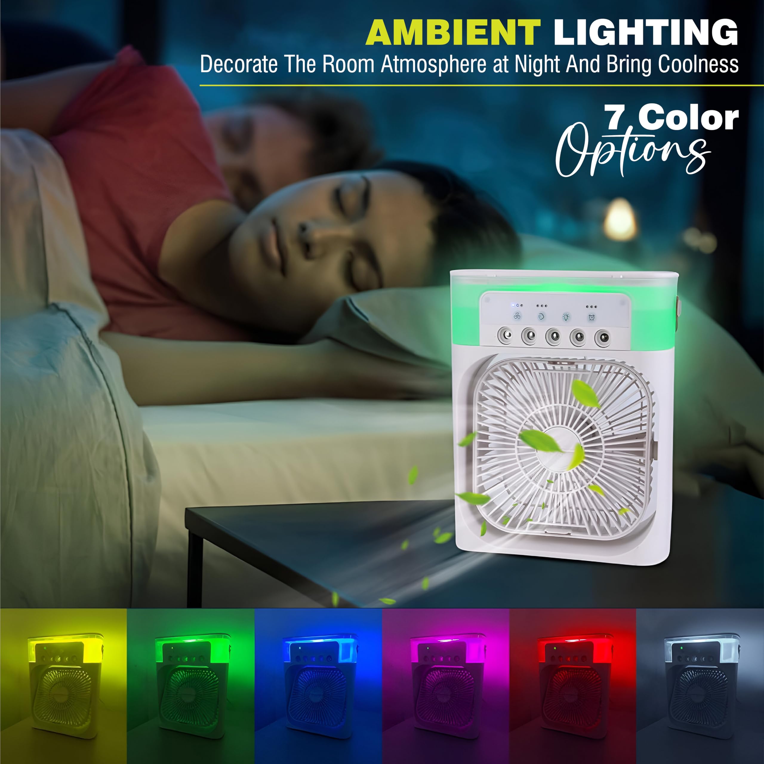 OBEROI'S TRADERS 1 YEAR REPLACEMENT WARRANTY Mini Cooler Fan for Room, Kitchen, Home & Office Desk | USB Cable, 3 Wind Speed Mode With Cooling Misting Fan