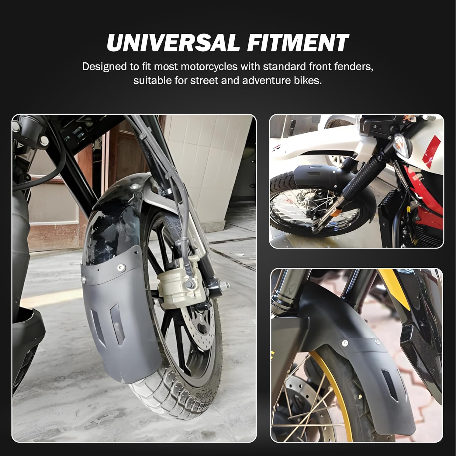 BRXR Bike Front Mudguard Fender | Mud Flaps Splash Guard Extension | Protect Bike from Mud/Dirt & Water Splash Universal for All Street & Adventure Motorcycle