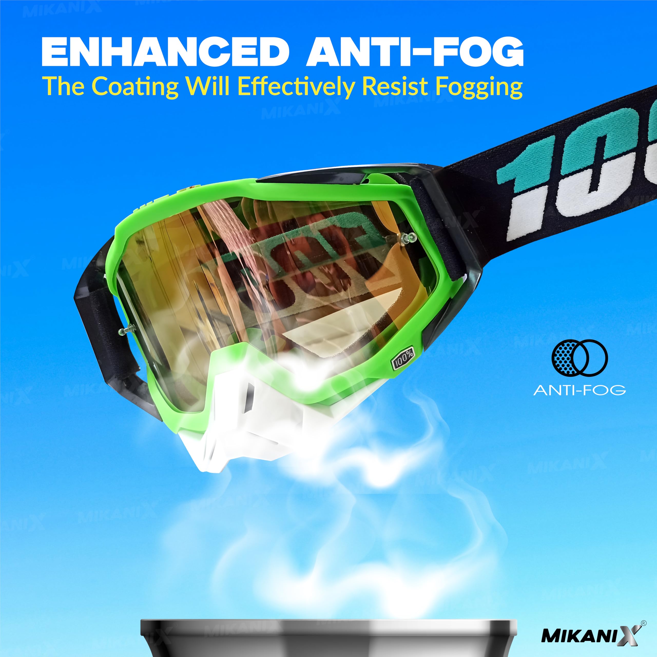 Mikanix Motorcycle Dirt Bike Goggles I ATV Motocross Offroad MX Racing Riding OTG Goggles | Protective Eyewear Safety Glasses for Ski, Snowboarding, Cycling & Outdoor Sports