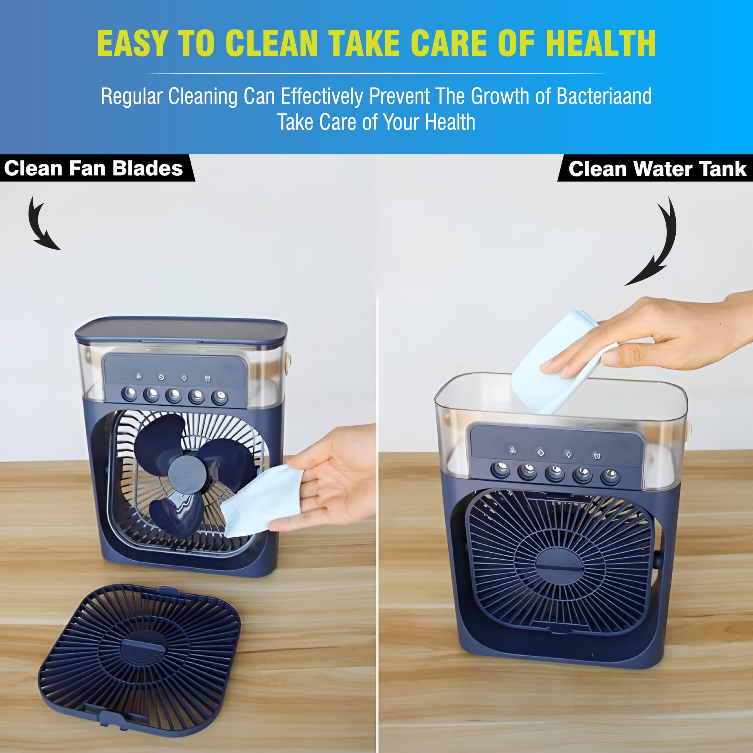 OBEROI'S TRADERS 1 YEAR REPLACEMENT WARRANTY Mini Cooler Fan for Room, Kitchen, Home & Office Desk | USB Cable, 3 Wind Speed Mode With Cooling Misting Fan