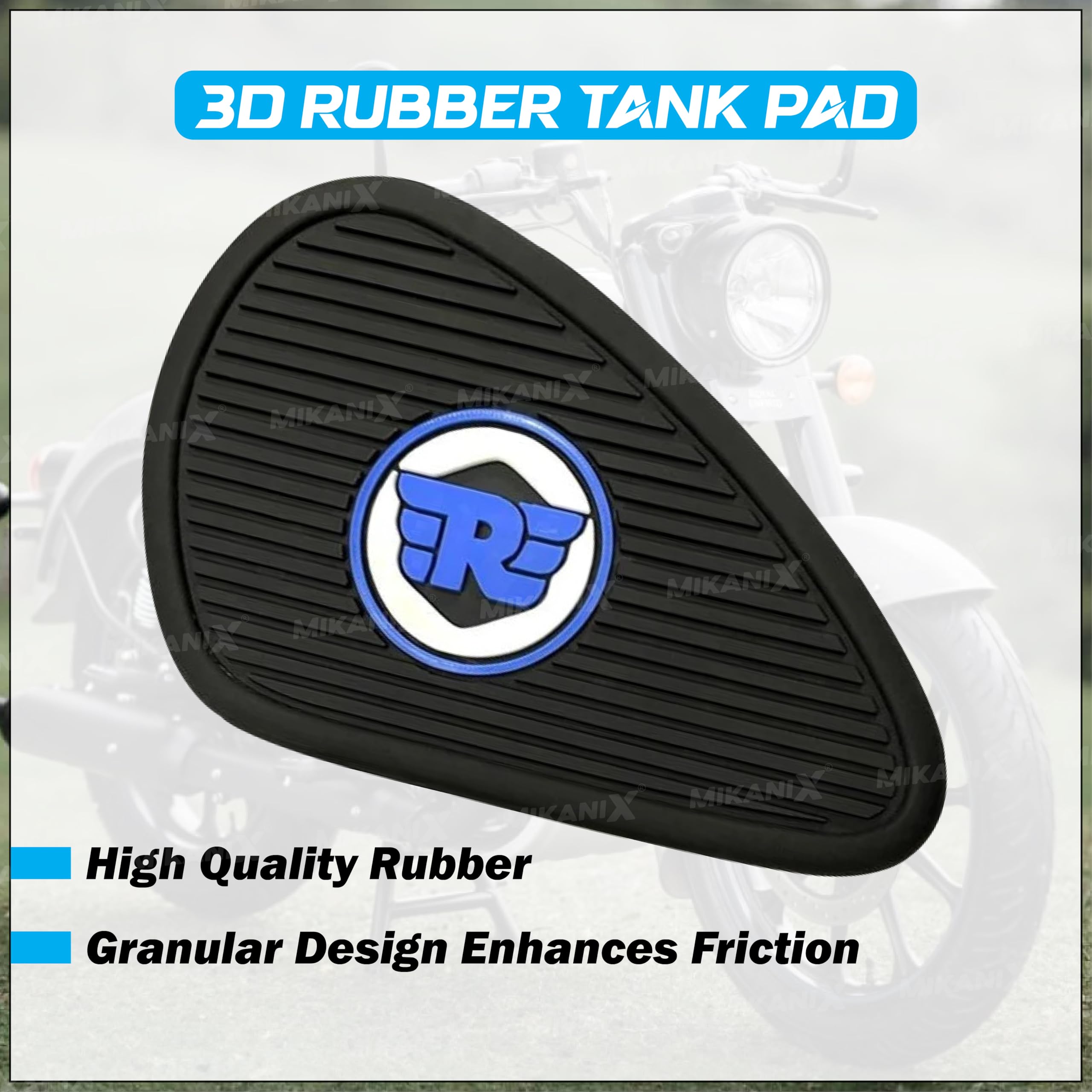 MIKANIX Universal Bullet Bike Anti Slip Silicone Tank Pad/Thai Pad Waterproof Sticker for Royal Enfield All Models