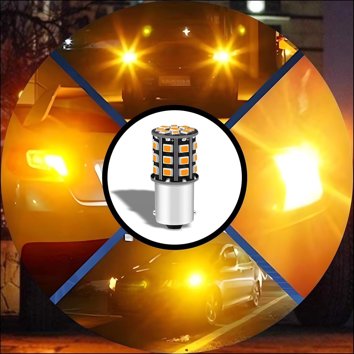 MIKANIX Super Bright Universal 360° Reflecting LED Indicator Bulbs Set of 4 Indicator Light For Bikes And Cars (Cross Pin) Orange