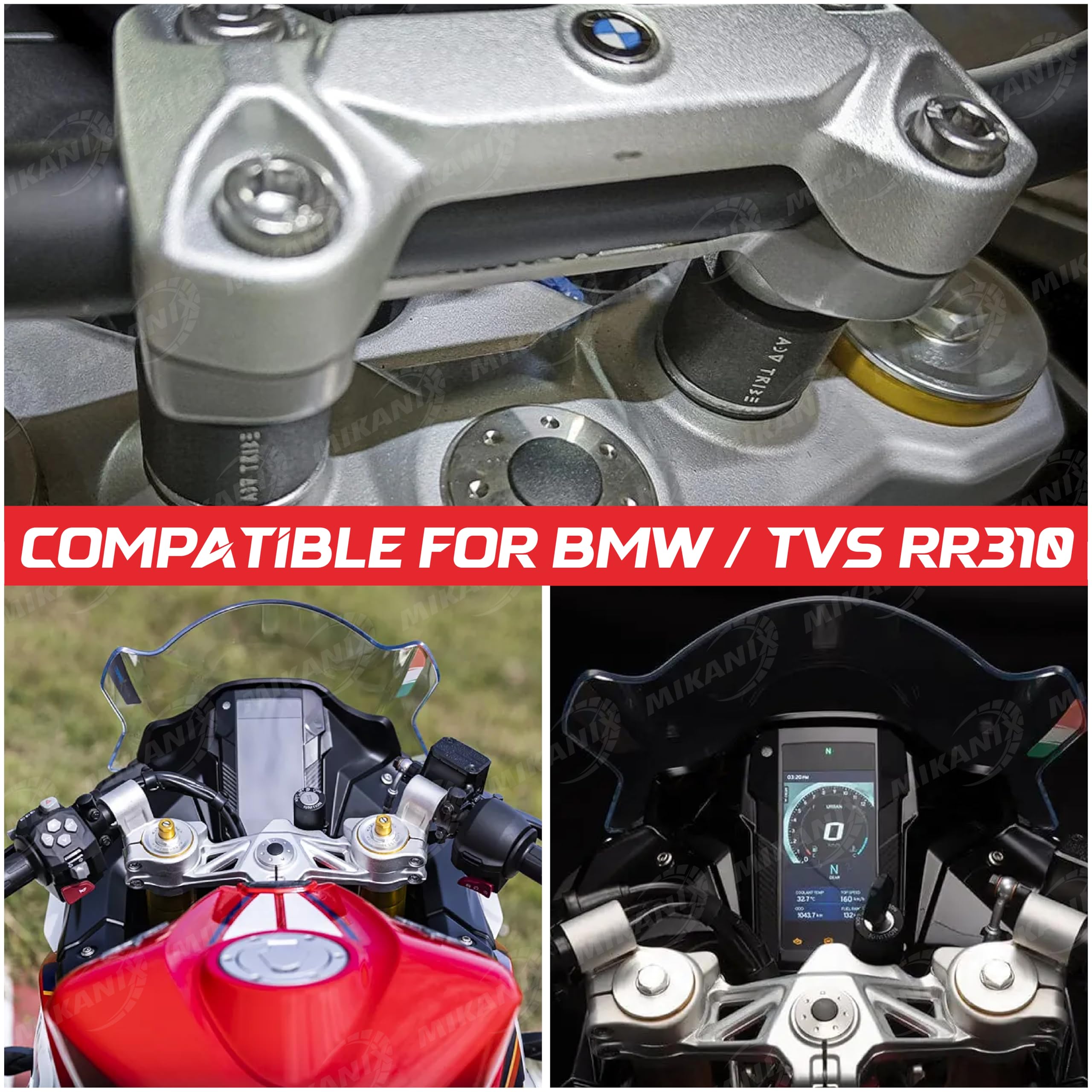 OBEROI'S TRADERS Bike Handlebar Height Riser Kit/Handle Raiser Clamp For BMW | Apache RR 310