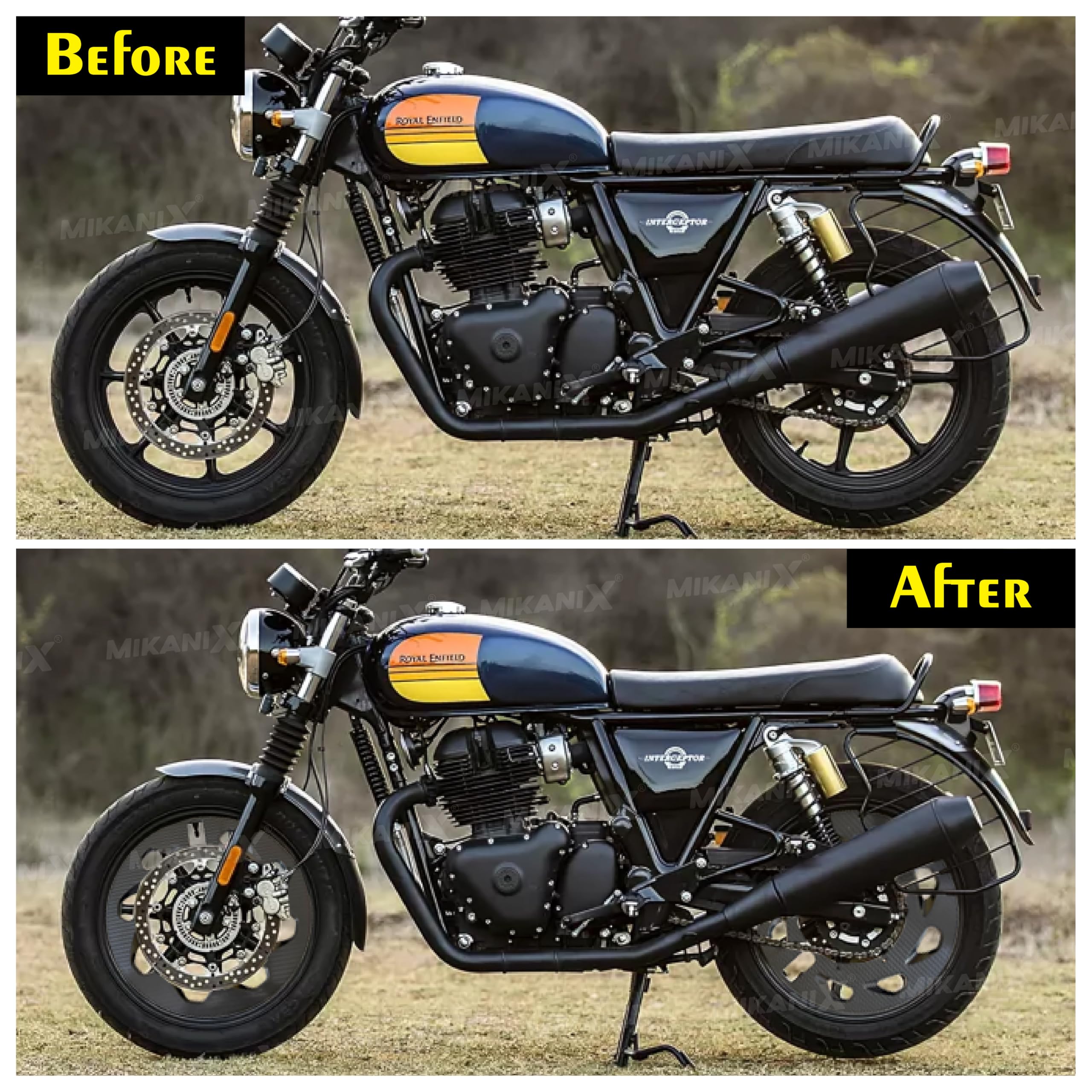 OBEROI'S TRADERS Carbon Finish Front/Rear Pro Disc Wheel Cover | Alloy Hubcap Cover 17 Inch Bike Fairing Kit Compatible with RE Interceptor 650