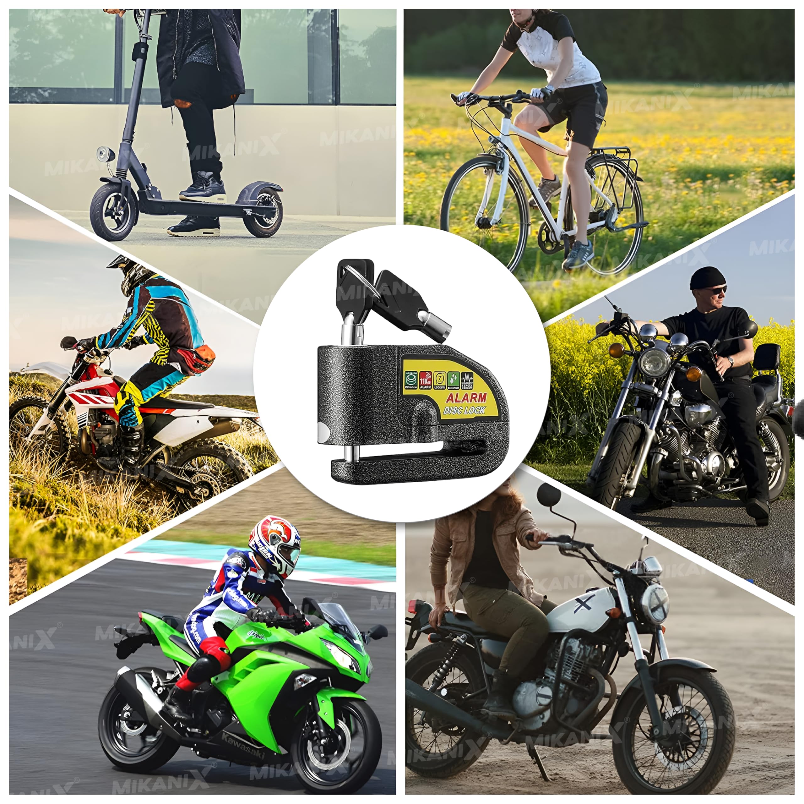 OBEROI'S TRADERS Motorcycle Disc Lock Waterproof 110dB Alarm Sound Heavy Duty Anti-Theft Alarm Wheel Disc Brake Security Lock