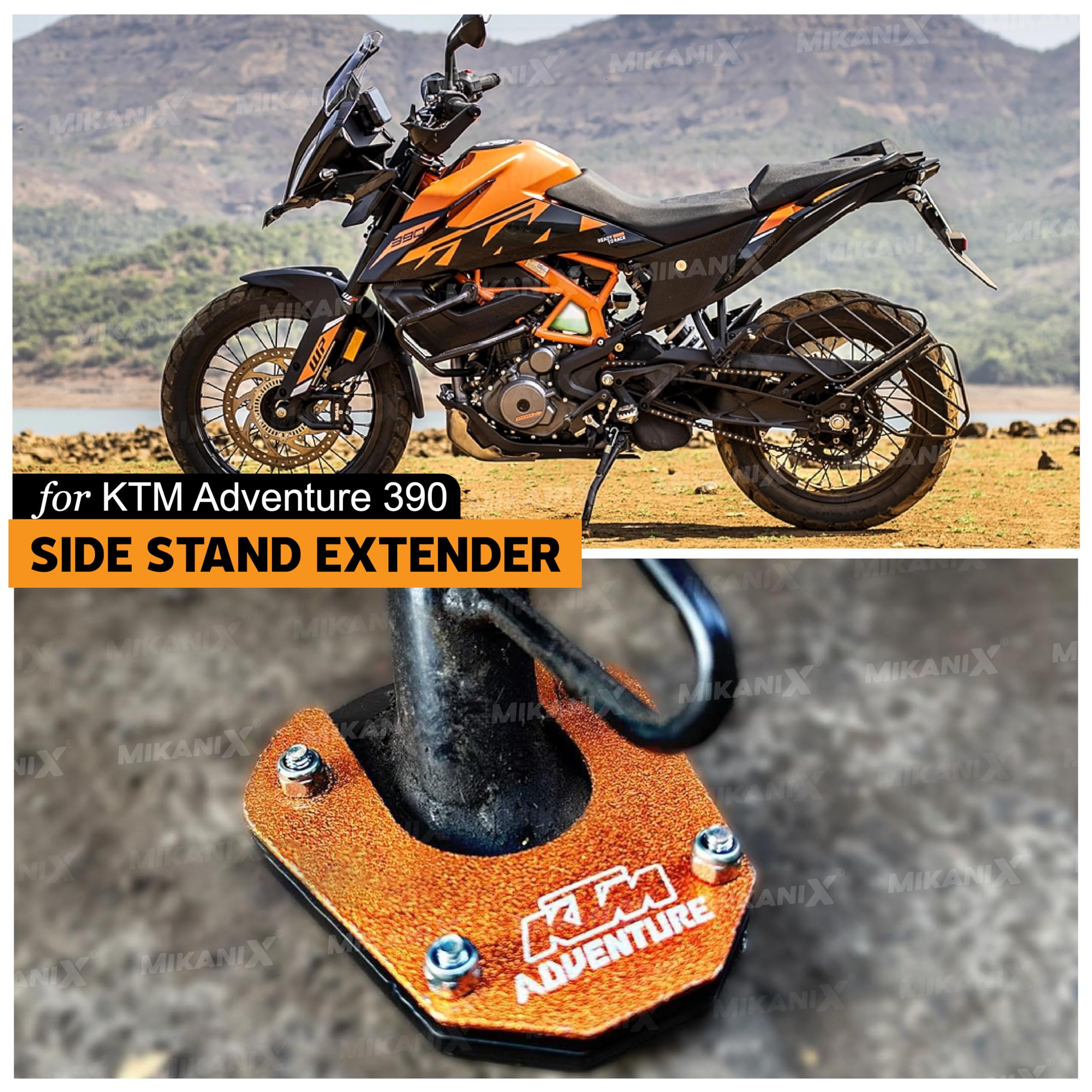 OBEROI'S TRADERS Stainless Steel Side Stand Extender/Stand Pad/Holder Compatible with KTM Adventure 390