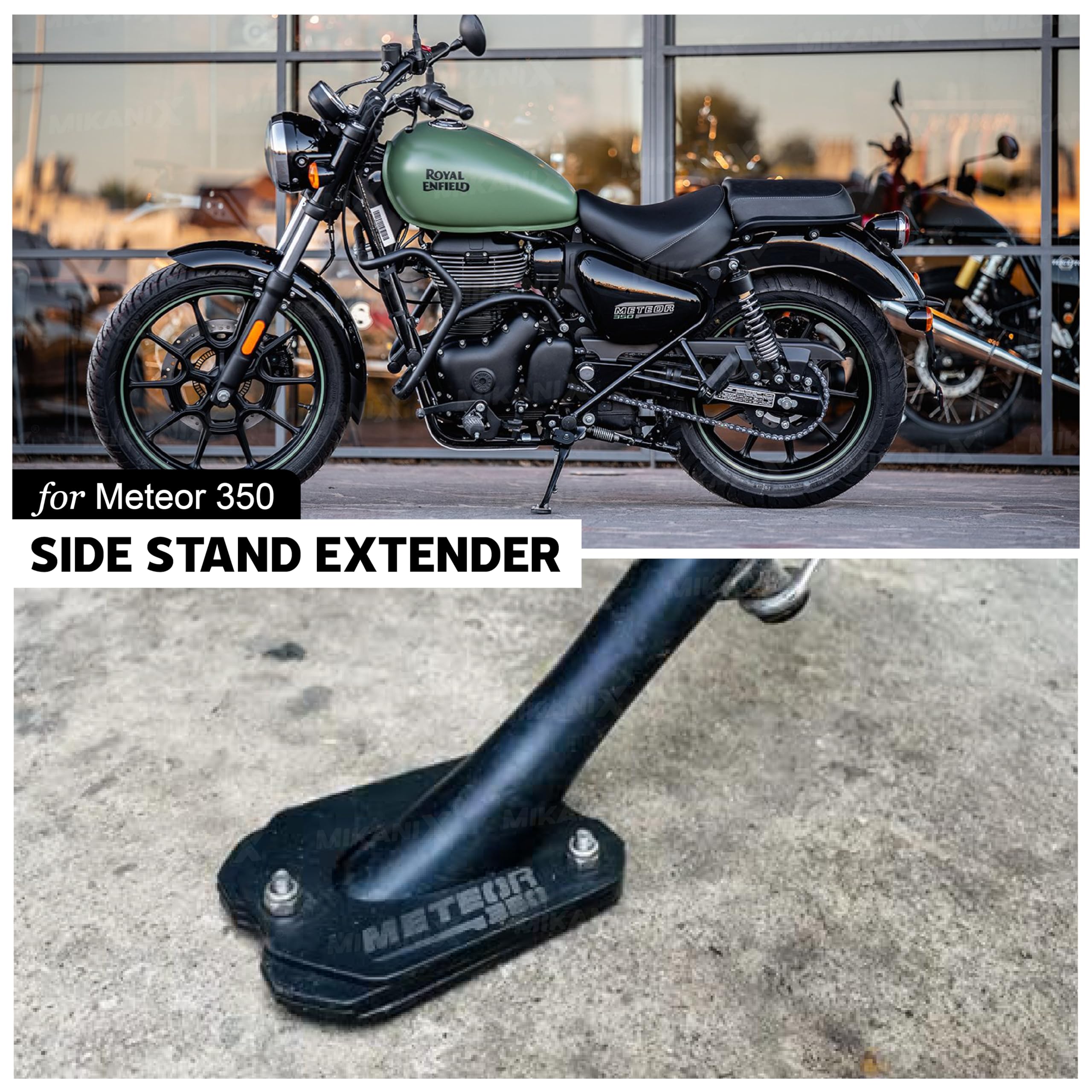 OBEROI'S TRADERS Stainless Steel Side Stand Extender Compatible with Royal Enfield Meteor 350