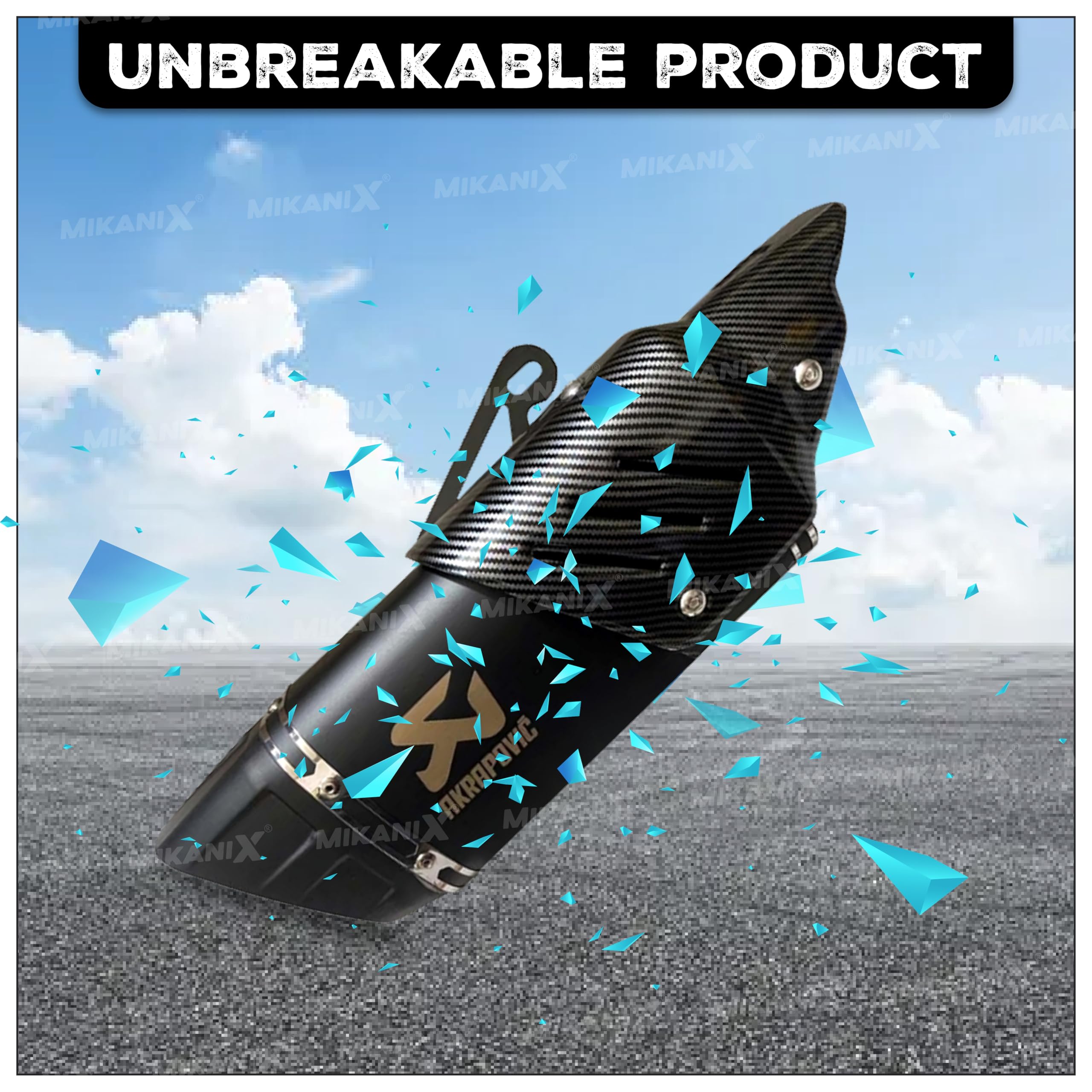 Mikanix Universal Akrapovic Racing Sports Silencer/Exhaust Muffler Pipe with Carbon Fiber Plate Slip-on Exhaust System for Motorcycle and Scooties
