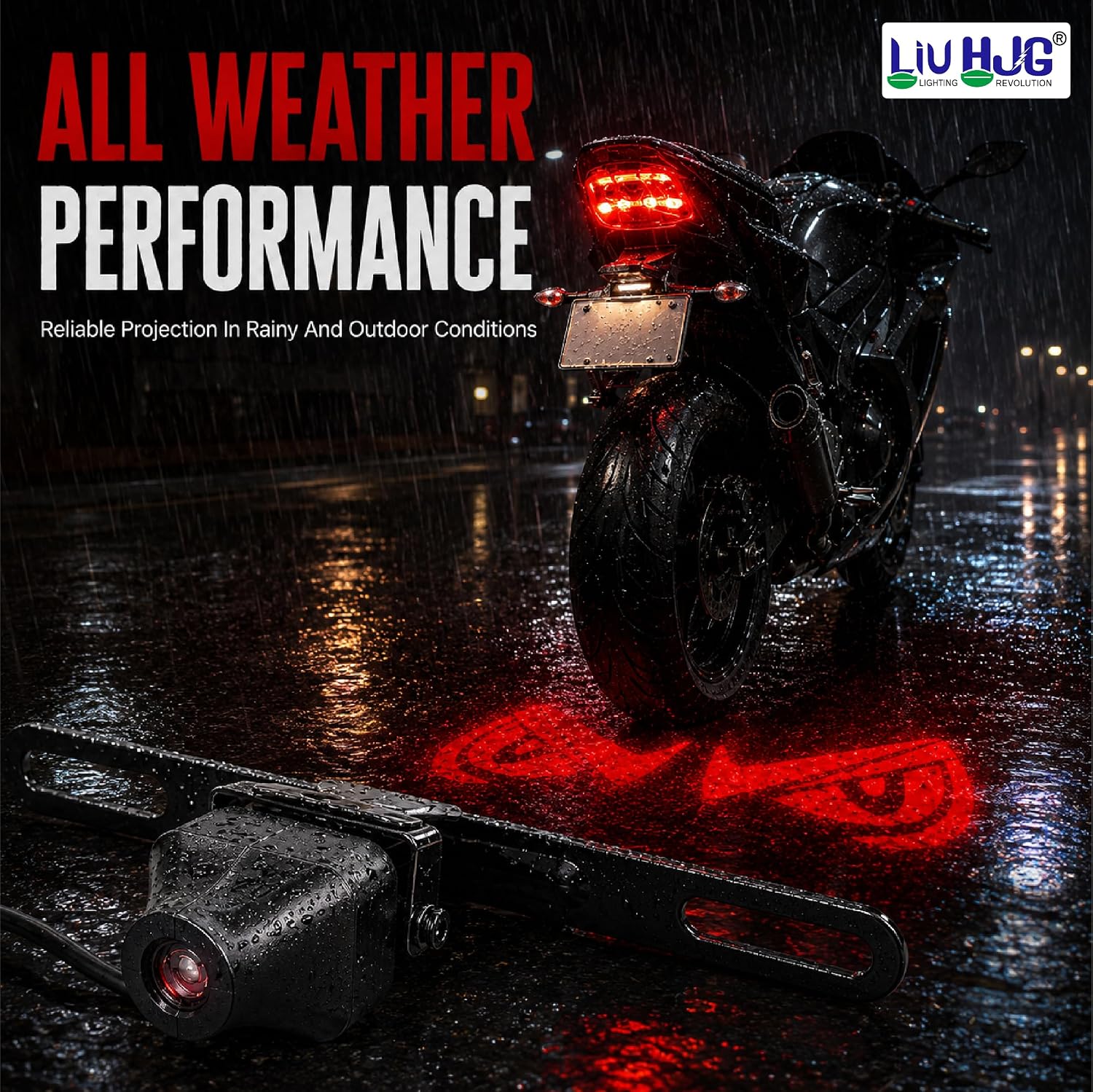 MIKANIX Devil Eye Shadow Projector, Universal Fit LED Ground Projection Light for Bikes, Cars and SUVs, HD Optical Lens All-Weather Exterior Custom Modification Accessories