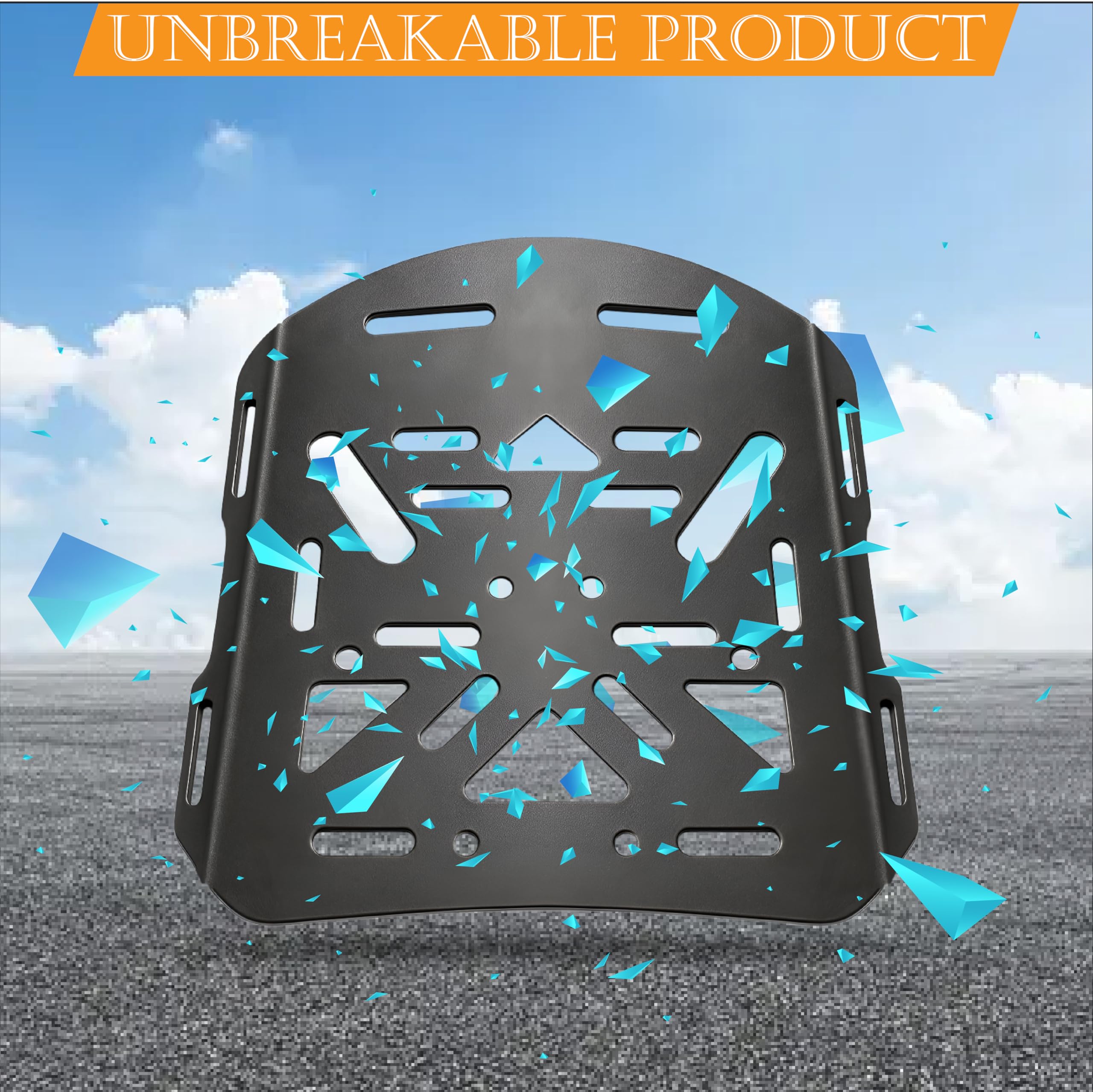 MIKANIX Bike Rear Luggage Carrier Plate | Metal Back Rack Mount for Top Box & Bags | Carrier Bracket with Unique Design Universal Fit for Motorcycle and Scooters