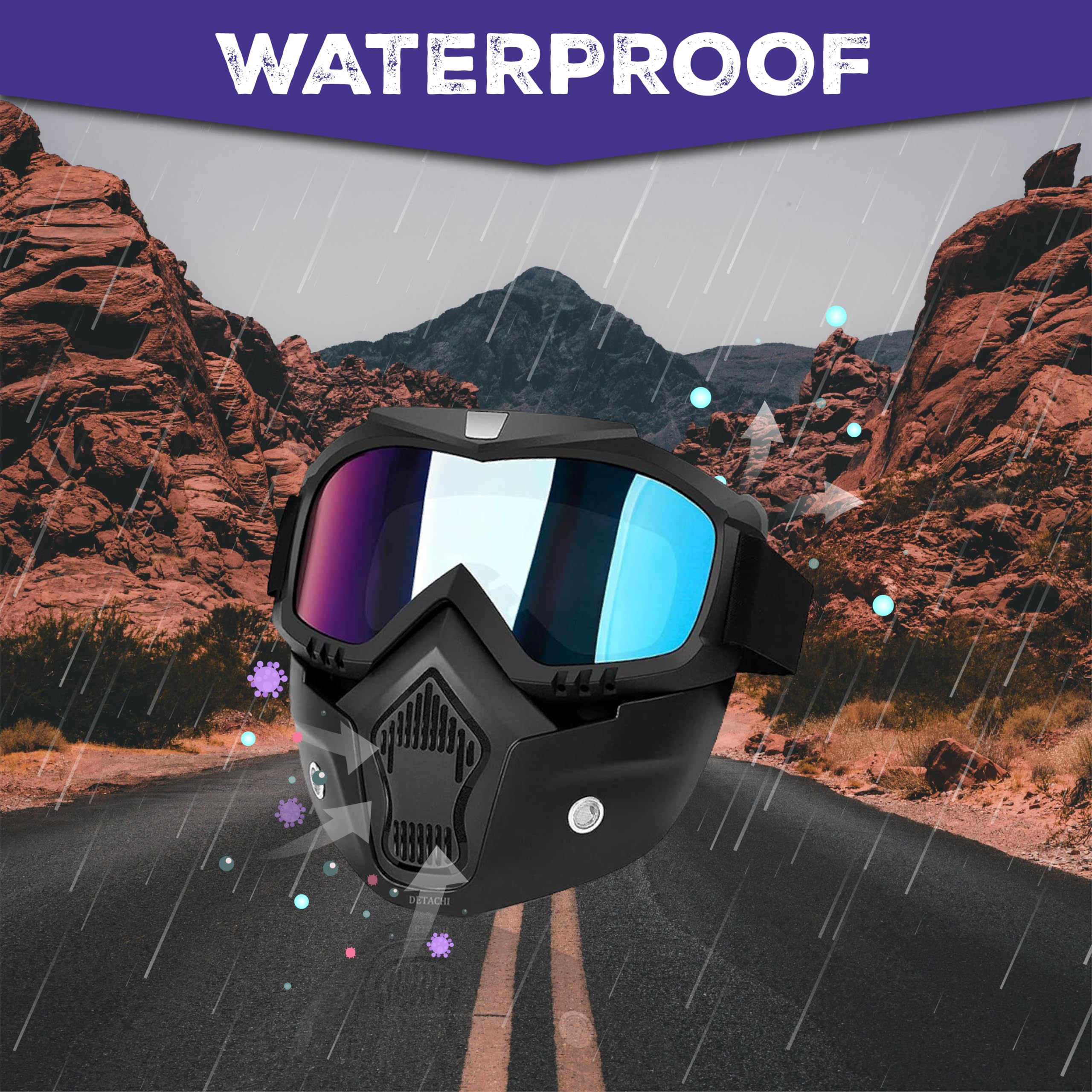 MIKANIX Bike Riding Goggle Face Mask Anti Scratch UV Protective Face & Eyewear Windproof Dirt Shield With Detachable Mouth Filter For Cycling, Bike Off Road Racing