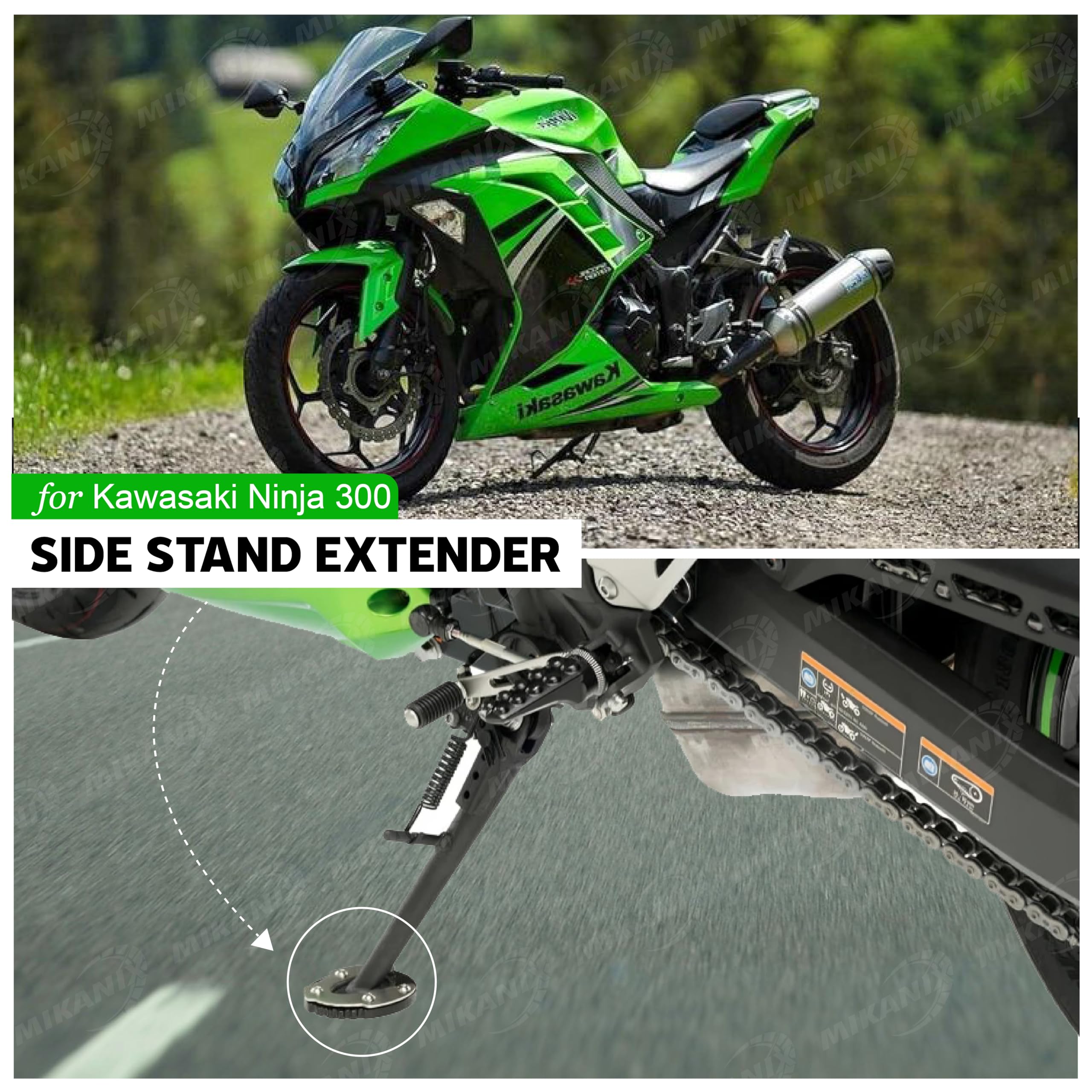 OBEROI'S TRADERS Premium Stainless Steel Side Stand Extender Replacement/Compatible with/for Kawasaki Ninja 300
