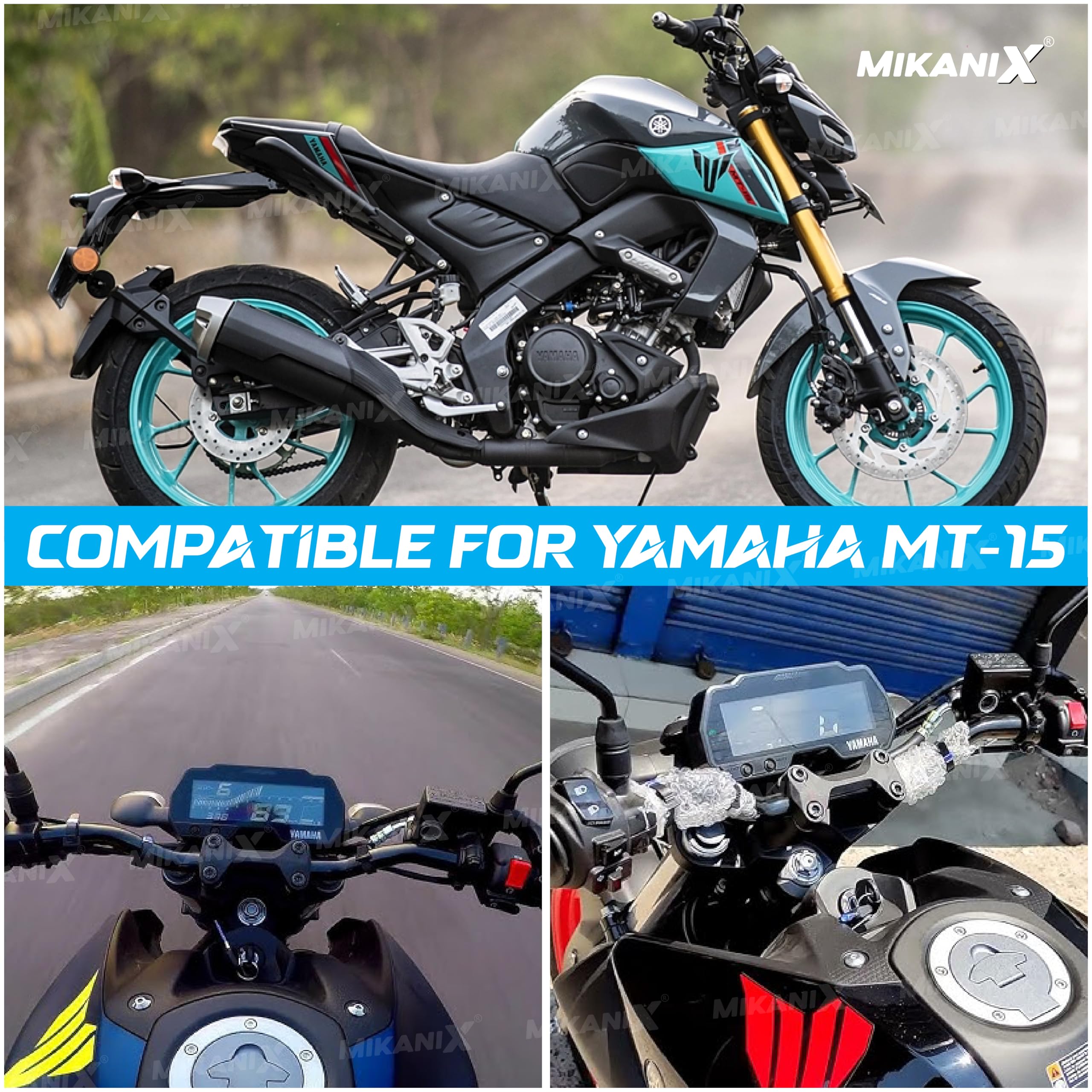 OBEROI'S TRADERS Bike Handlebar Riser | Handle Height Raiser Clamp Kit | Enhanced Comfort and Control | Compatible with Yamaha MT-15