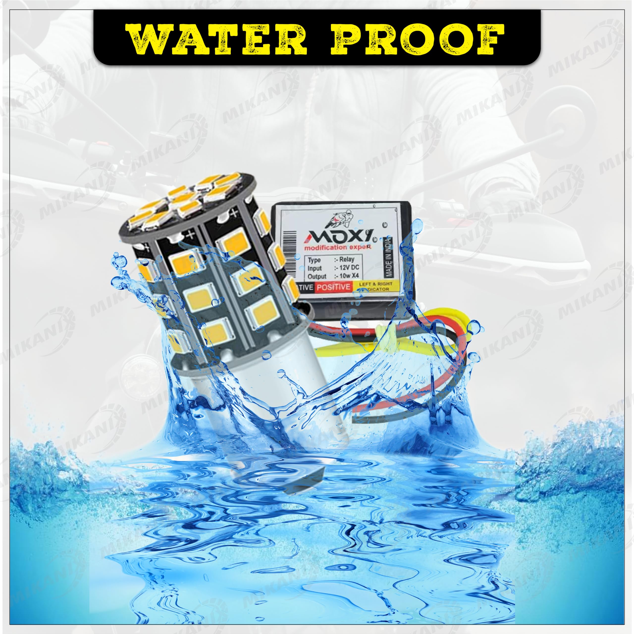 MIKANIX Universal Bike 360° LED Bulb/Hazard Indicator Flasher/Blinker Waterproof 16 Patterns Flasher Relay for LED/Bulb Indicators With Pattern Change Button/Switch