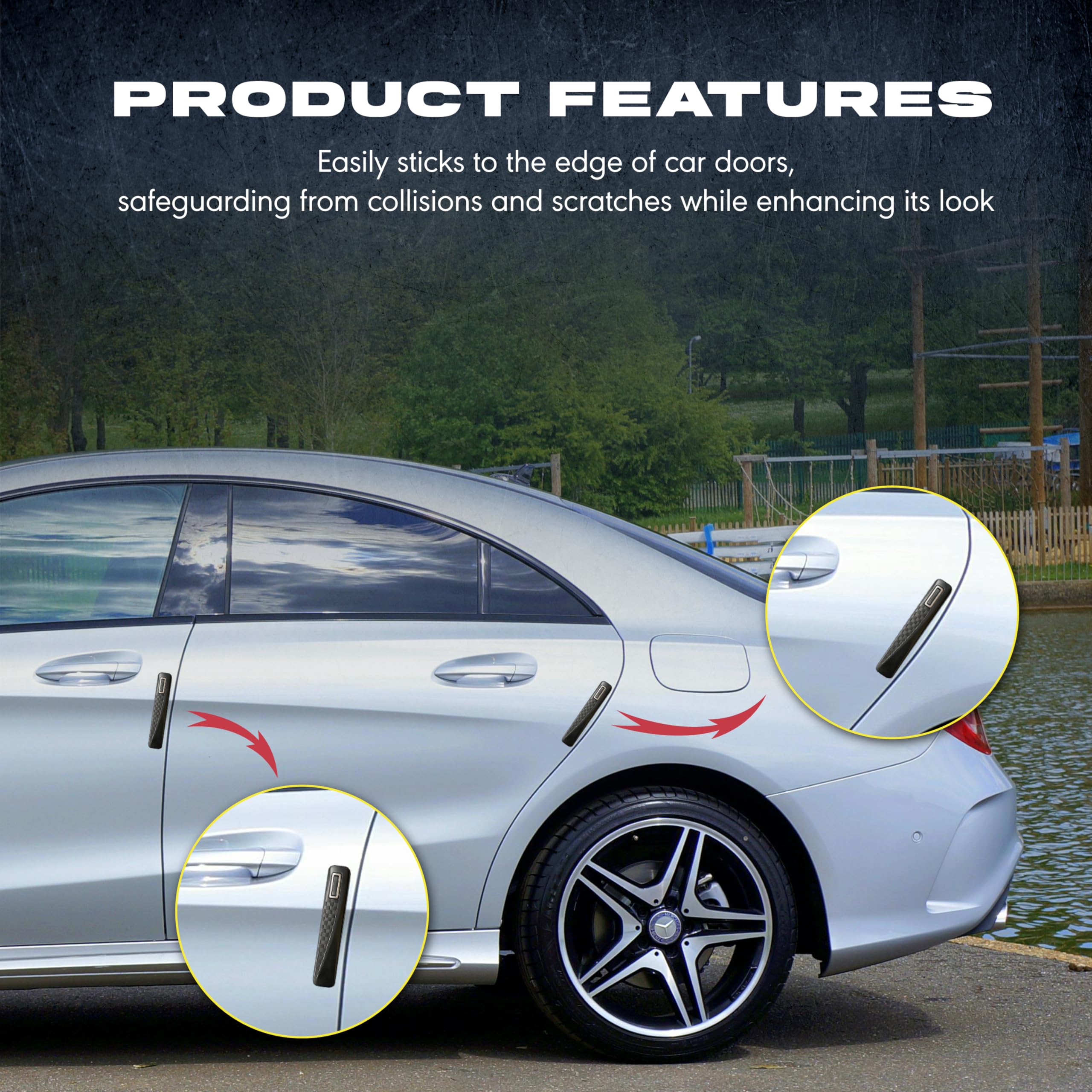 MIKANIX Car Door Protector Guard | Edge Scratch Guard Strip | Silicon with 3M Adhesive | Car Door Edge Protector for Scratch & Dent Protection | Black Carbon Finish