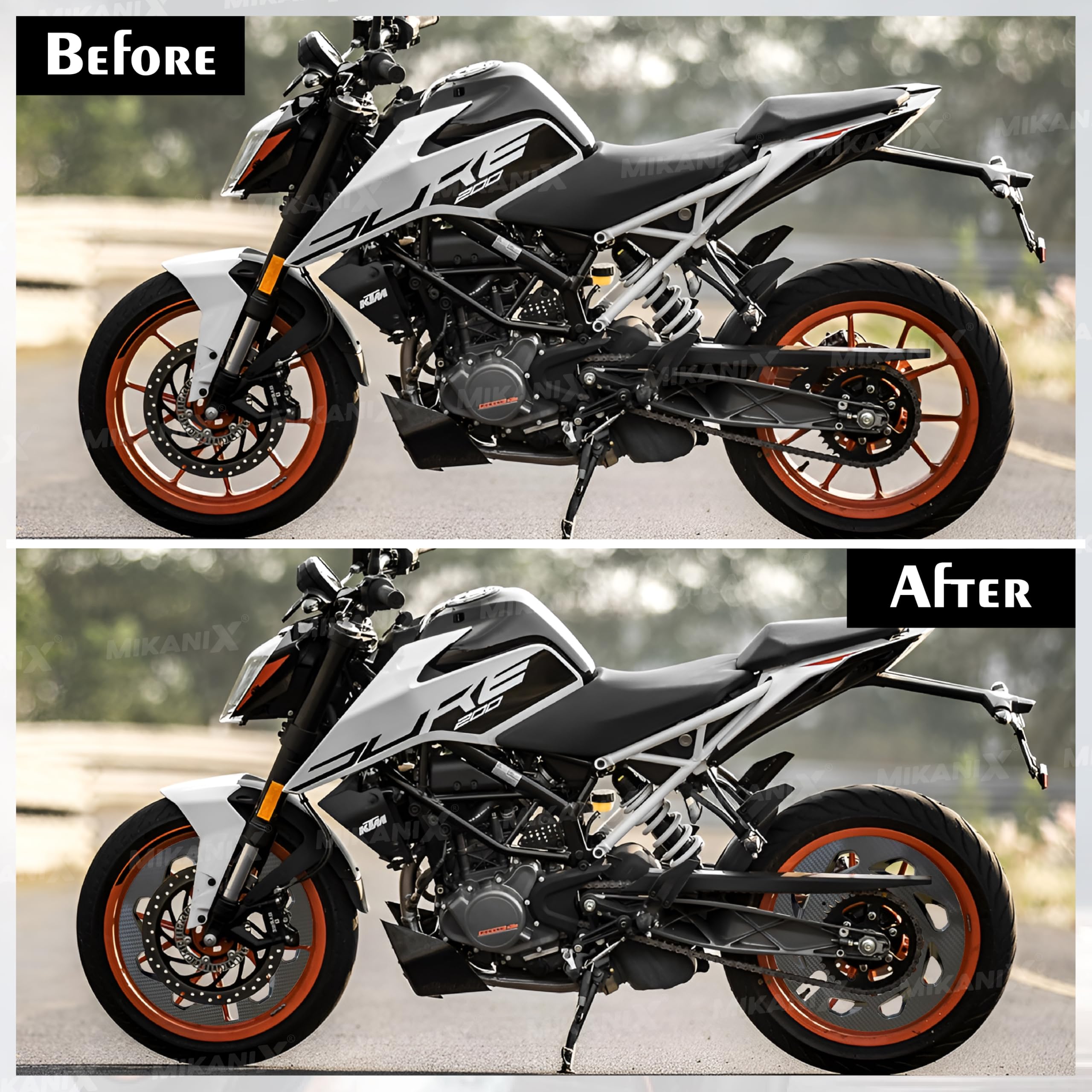 OBEROI'S TRADERS Carbon Finish Front | Rear Pro Disc Wheel Cover | Alloy Hubcap Cover 17 Inch Bike Fairing Kit Compatible with KTM Duke 125/200 / 250/390