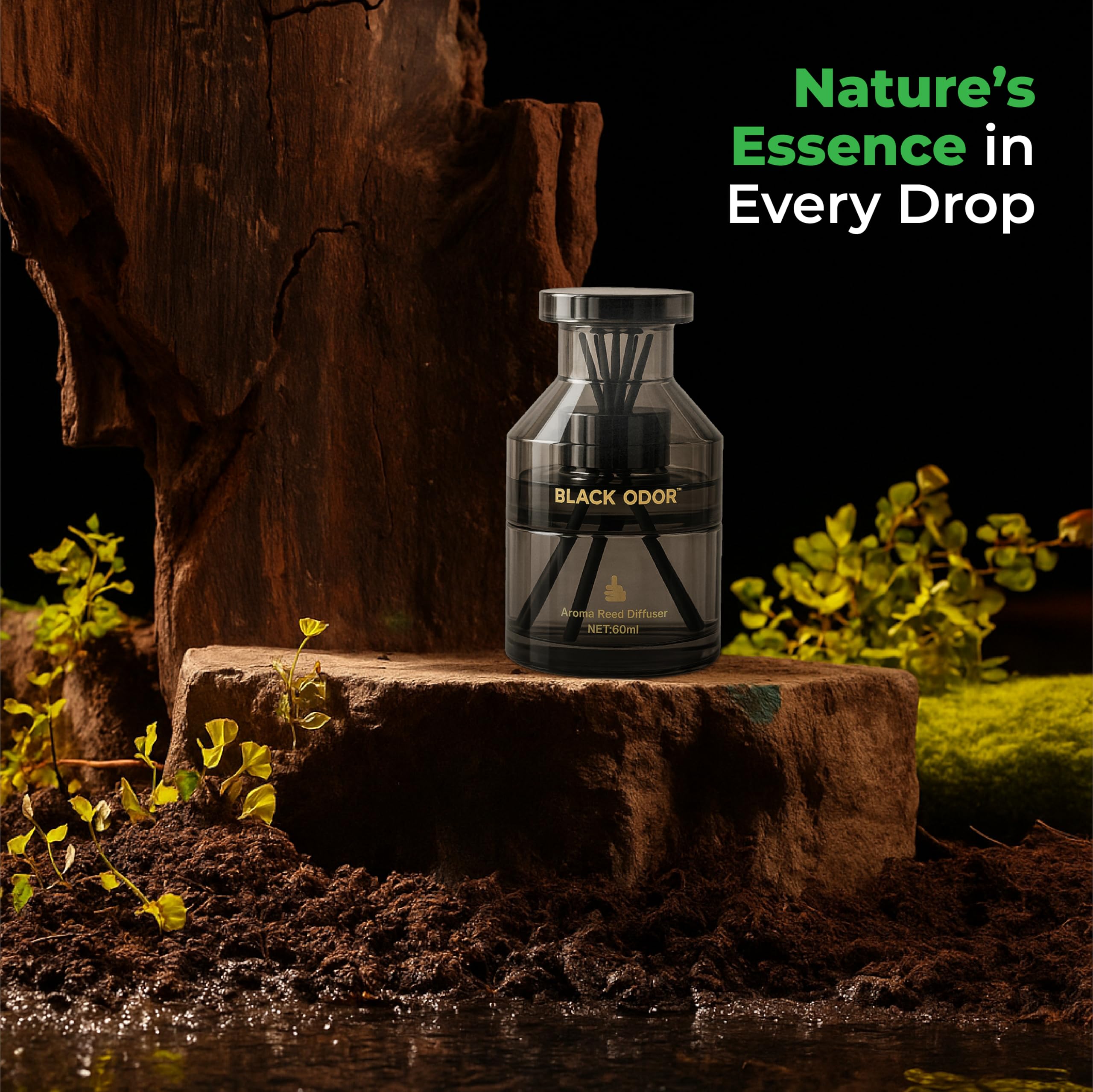MIKANIX Black Odor Reed Diffuser 60ml | Luxury 5-Star Hotel Fragrance | Home, Bedroom & Car Air Freshener