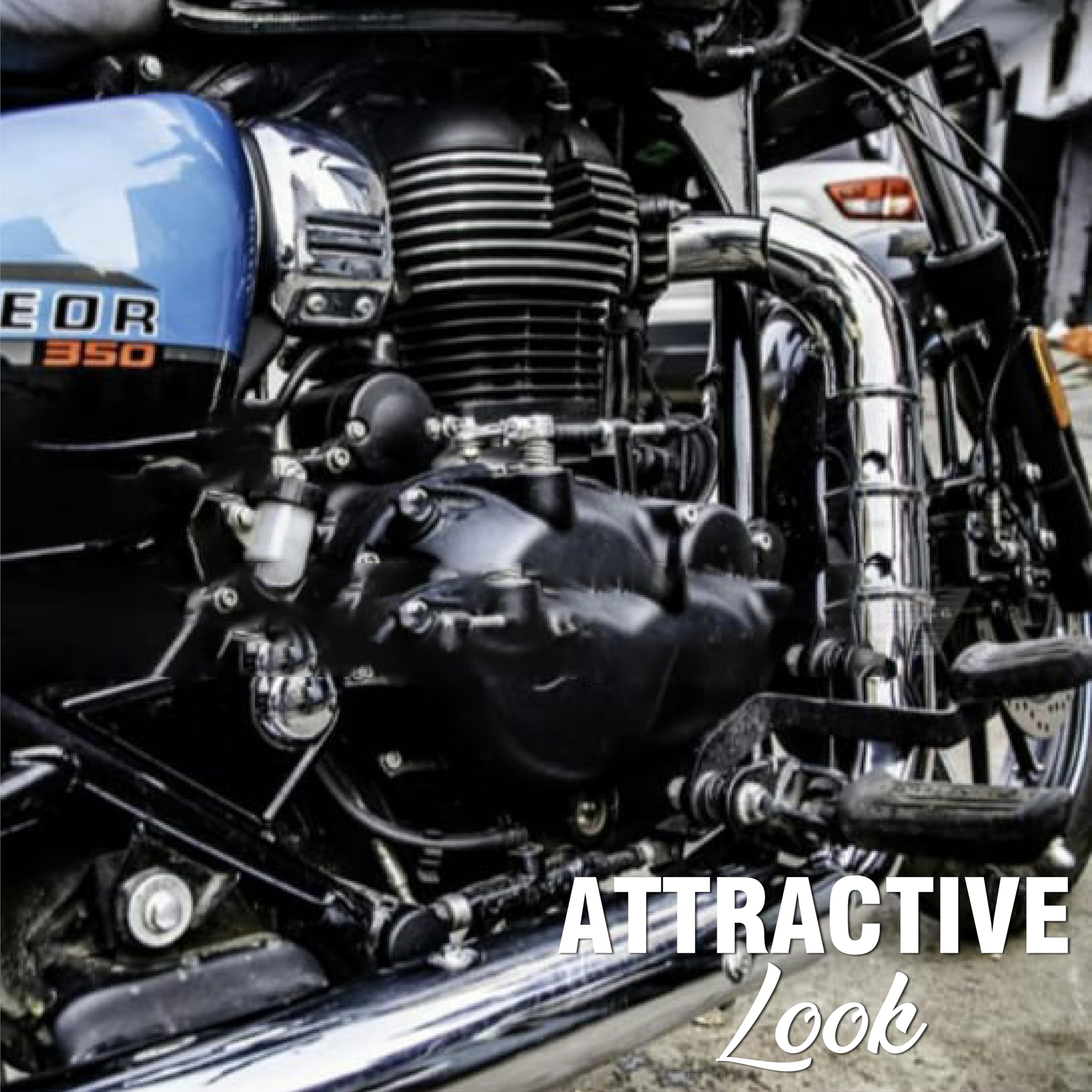 OBEROI'S TRADERS Bike Silencer Bend Pipe Heat Shield Protector/Cover Guard Anti-Corrosion Black Coated Compatible with Royal Enfield Classic Reborn 350 & Meteor 350