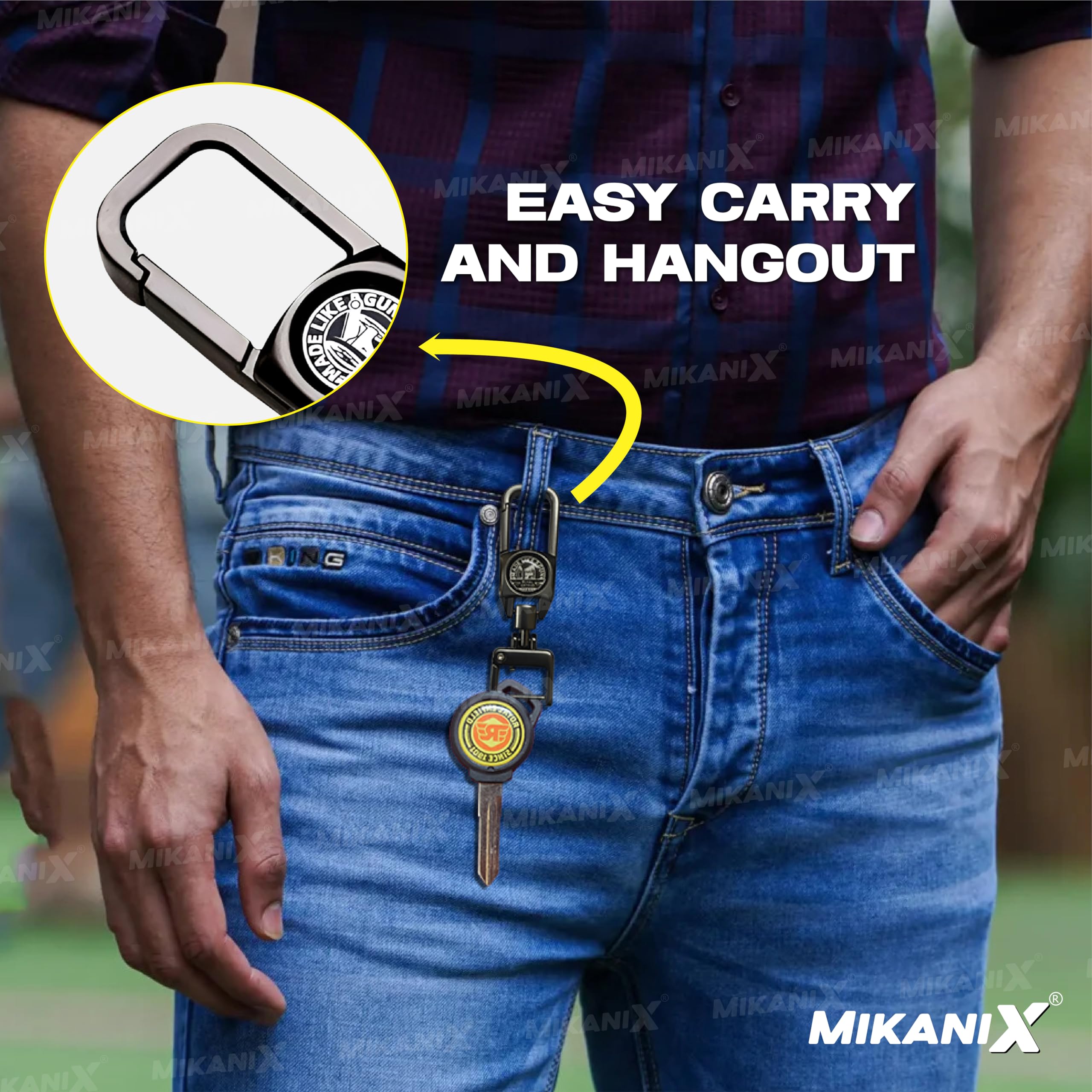 OBEROI'S TRADERS Premium Re Keychain | Made Like a Gun Metal Key Chain | Stylish & Durable Motorcycle Keyring for All RE Models | Bike Accessories for Classic, Bullet, Himalayan & Meteor