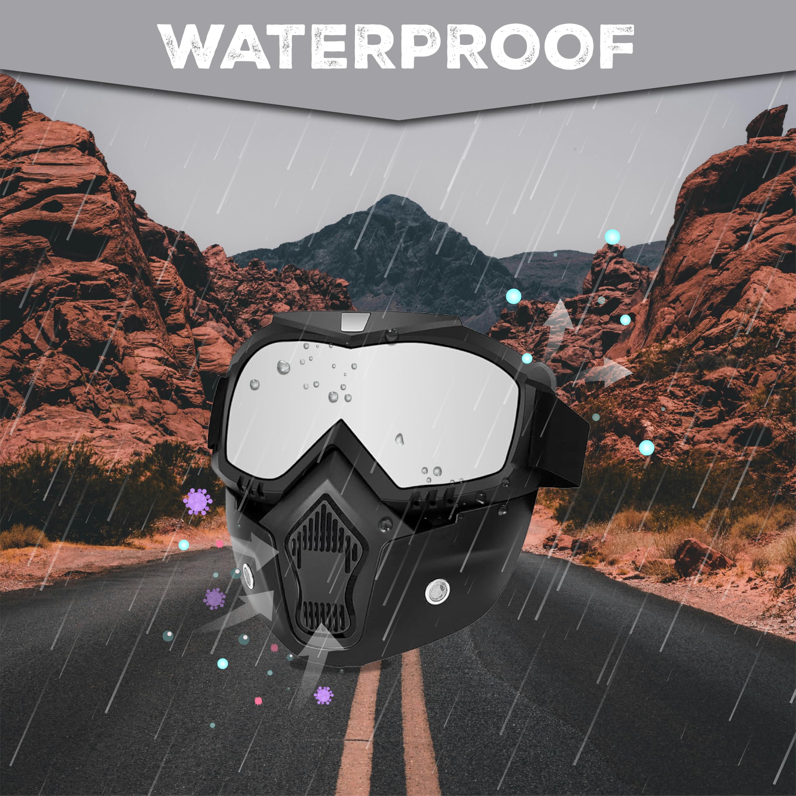 MIKANIX Bike Riding Goggle Mask Anti Scratch UV Protective Face & Eyewear Windproof Dirt Shield With Detachable Mouth Filter For Cycling, Bike Off Road Racing