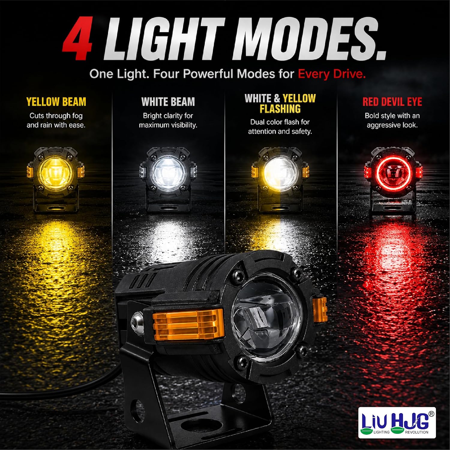 MIKANIX LIUHJG S-82 LED Fog Light for Cars & Bikes | Universal Waterproof Motorcycle Projector Driving Lamp