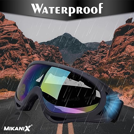 Mikanix UV Motorbike ATV/Dirt Bike Racing Goggles with Adjustable Strap Sunglasses Laboratory, Power Tool, Welding, Wood-working Safety Goggle (Free-size)