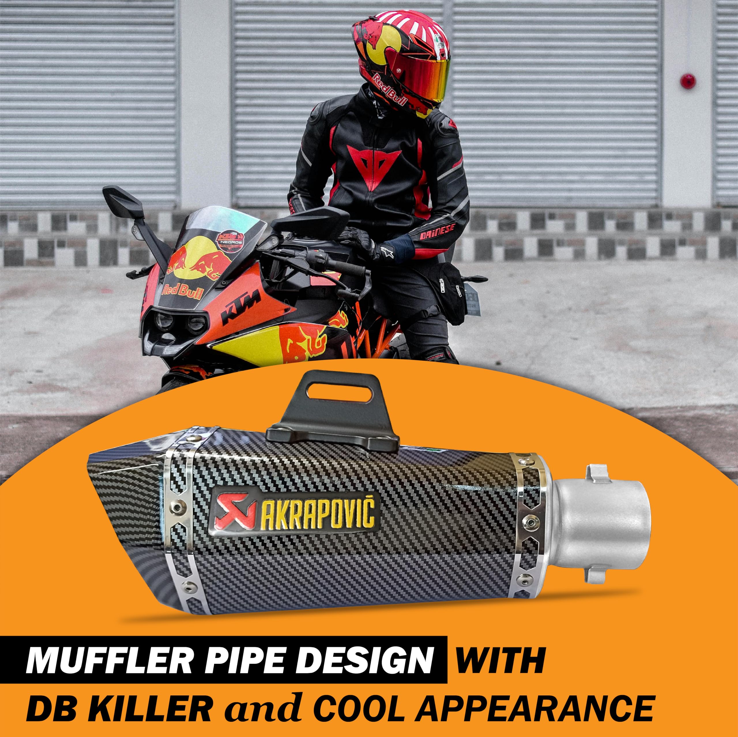 Mikanix Full Carbon Akrapovic Mini Black Universal Exhaust | Silencer Muffler Pipe for All Bikes & Motorcycles | Premium Racing Sound