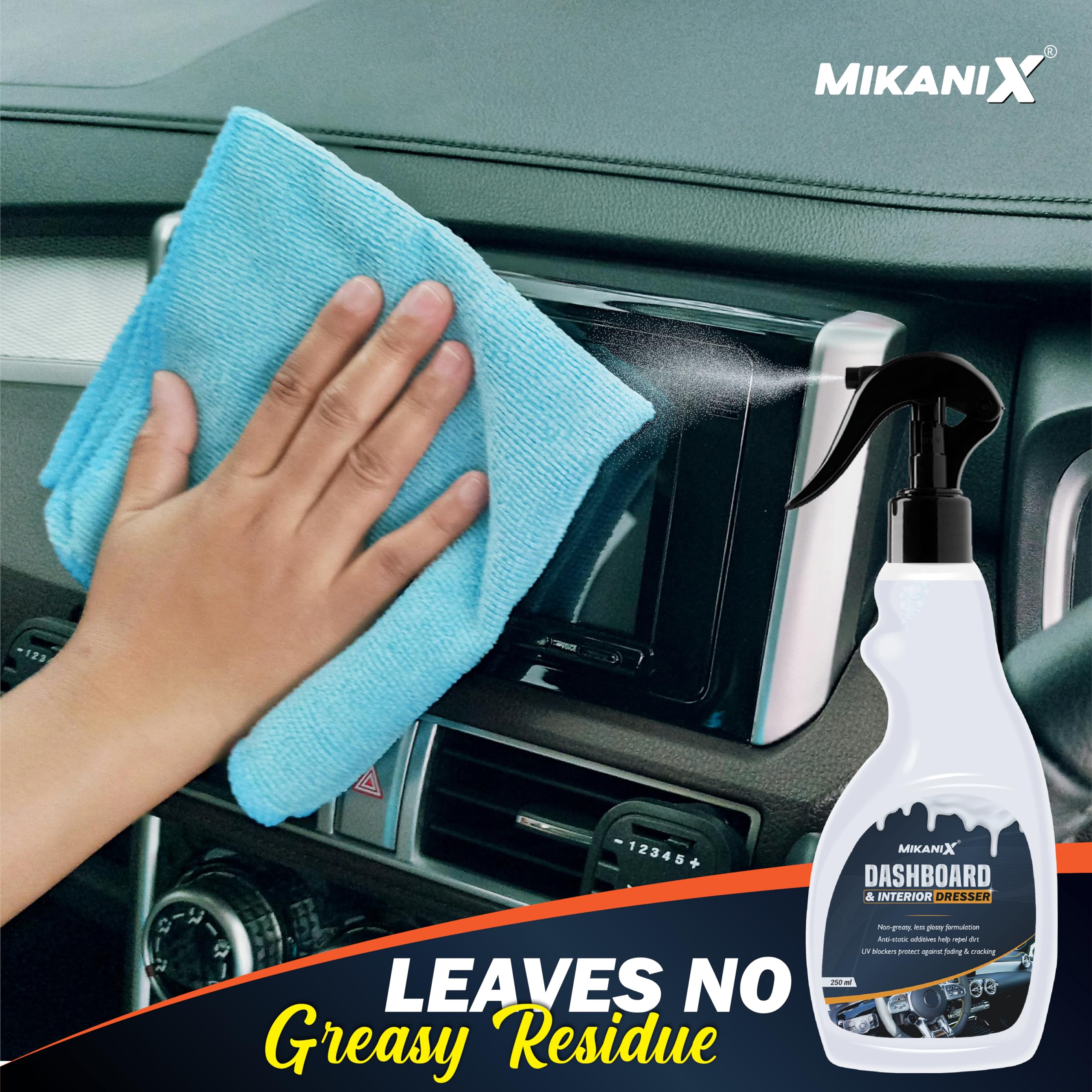 OBEROI'S TRADERS Car Dashboard Dresser & Interior Polish Spray with Microfiber Cloth To Restores Gloss and Shine