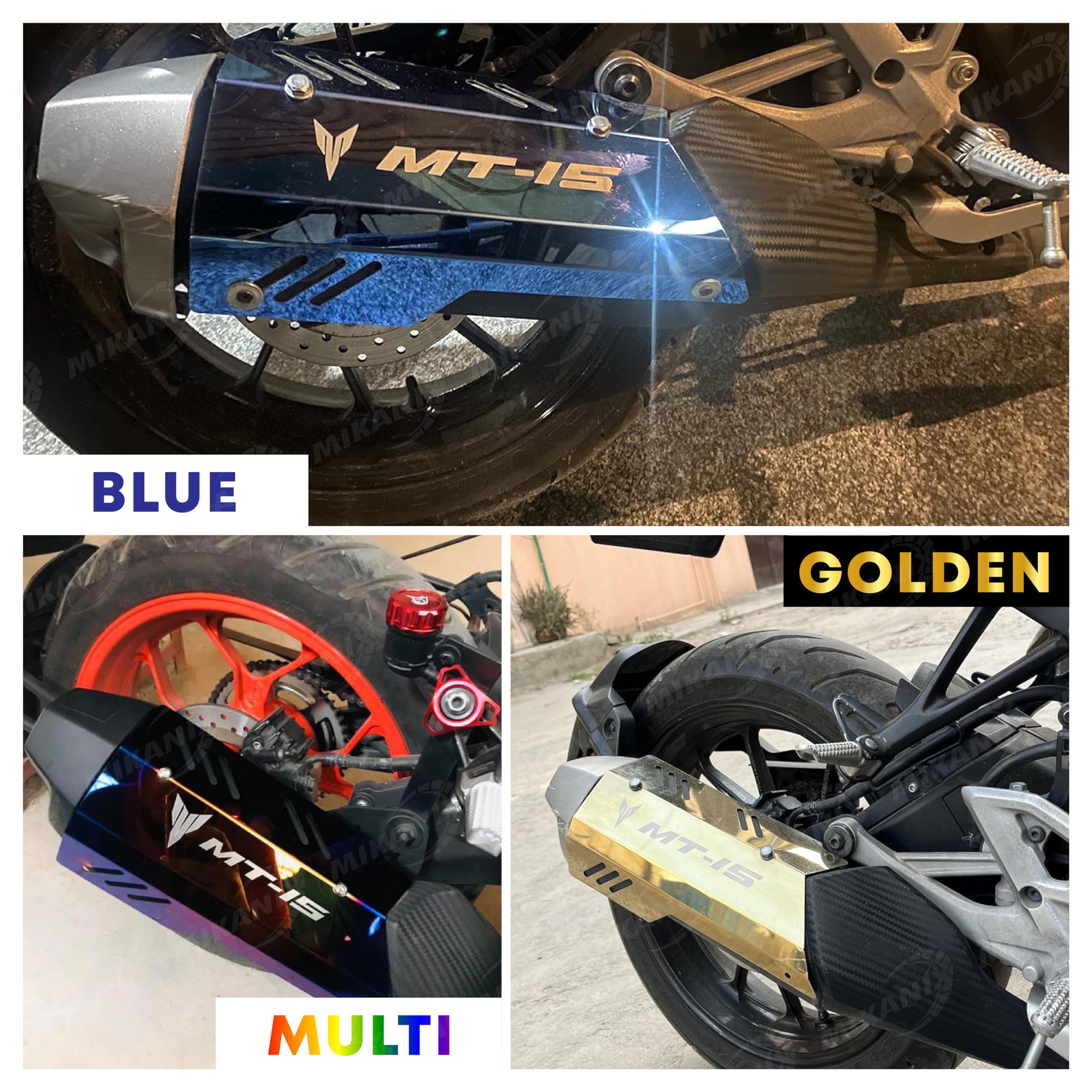 MIKANIX Premium Yamaha MT-15 Exhaust Cover Silencer Protector (Blue)