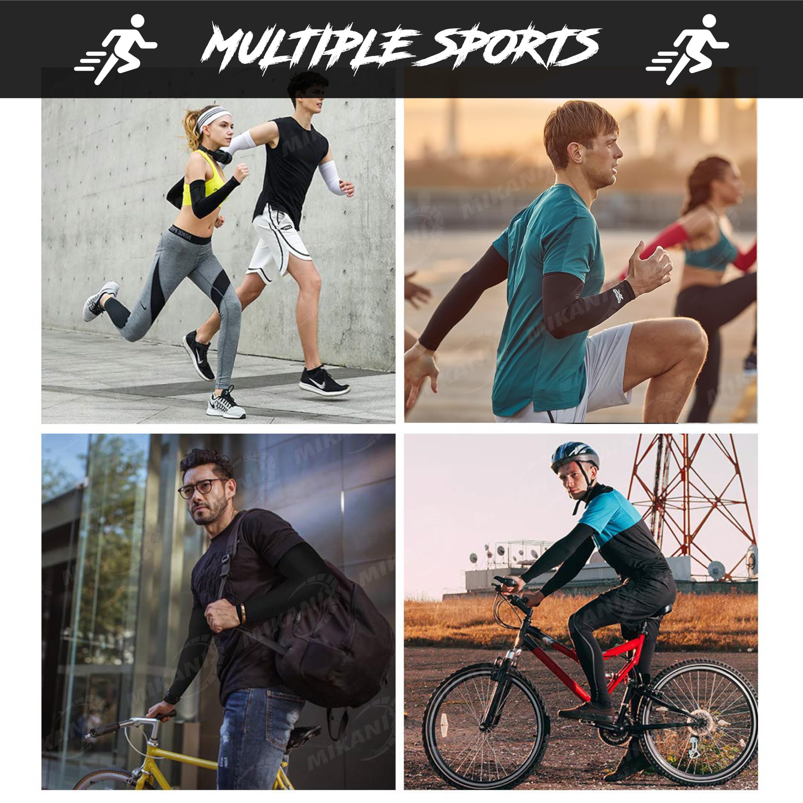 OBEROI'S TRADERS Men's Neck Gaiter/Bandana, Arm Sleeves & Skull Cap Combo for Bike Riding, Motorcycling, Outdoor Sports. Washable, Dust Protection, UV Protection, Free Size, Comfortable, Black